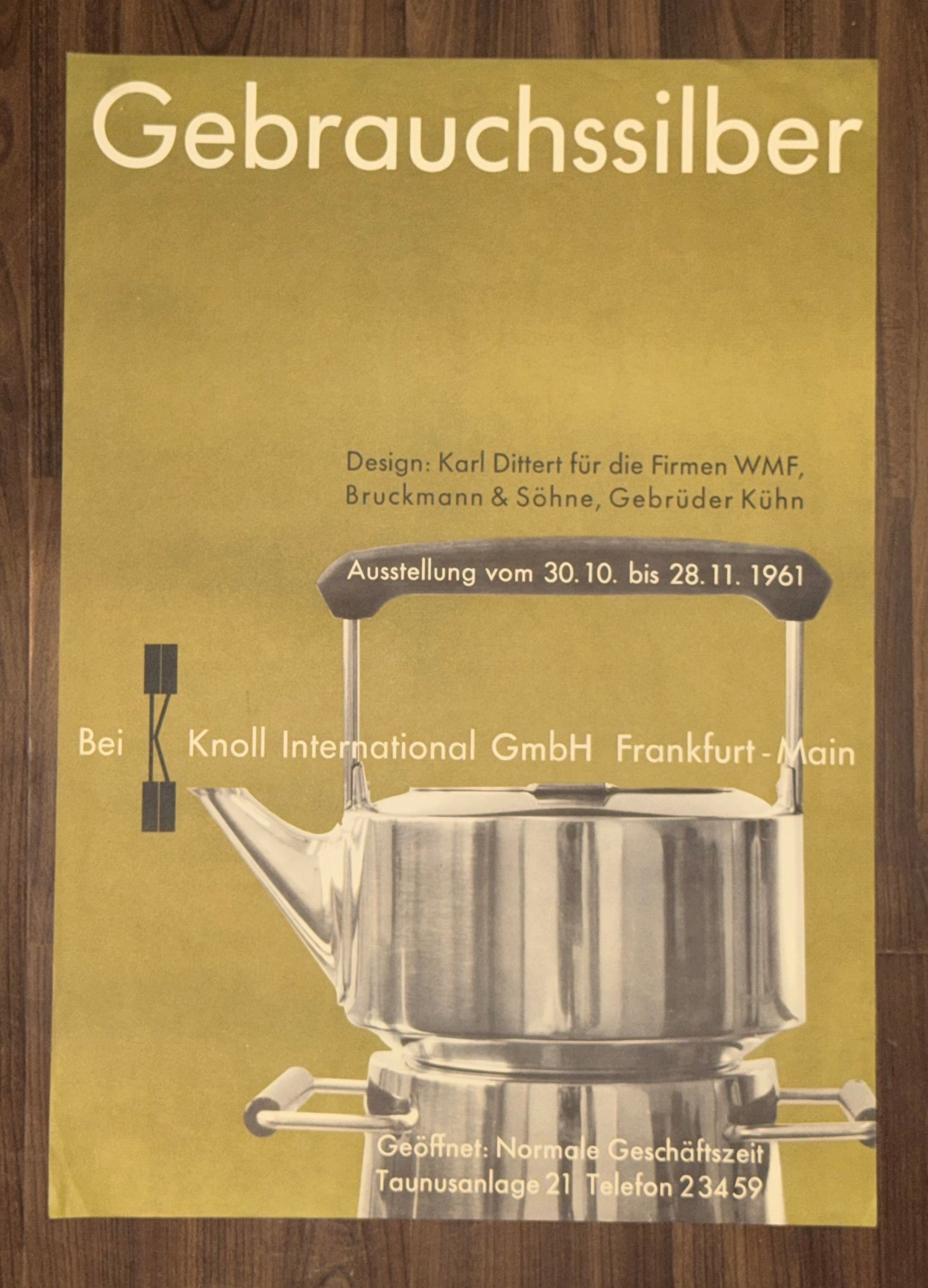 1961 Original Plakat Gebrauchssilber Ausstellung | WMF Bruckmann Gebrüder Kühn | Design Karl Dittert