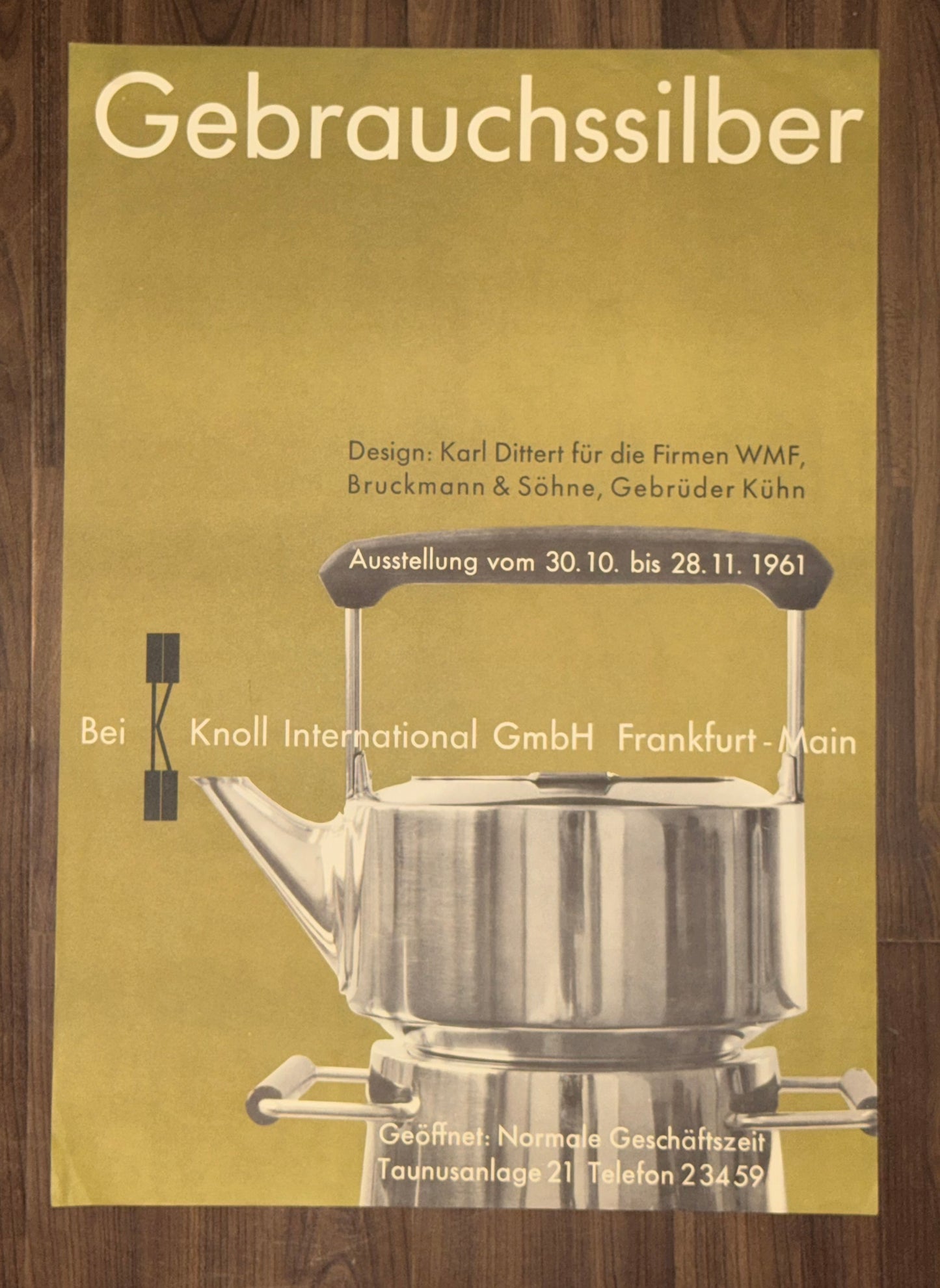 1961 Original Plakat Gebrauchssilber Ausstellung | WMF Bruckmann Gebrüder Kühn | Design Karl Dittert