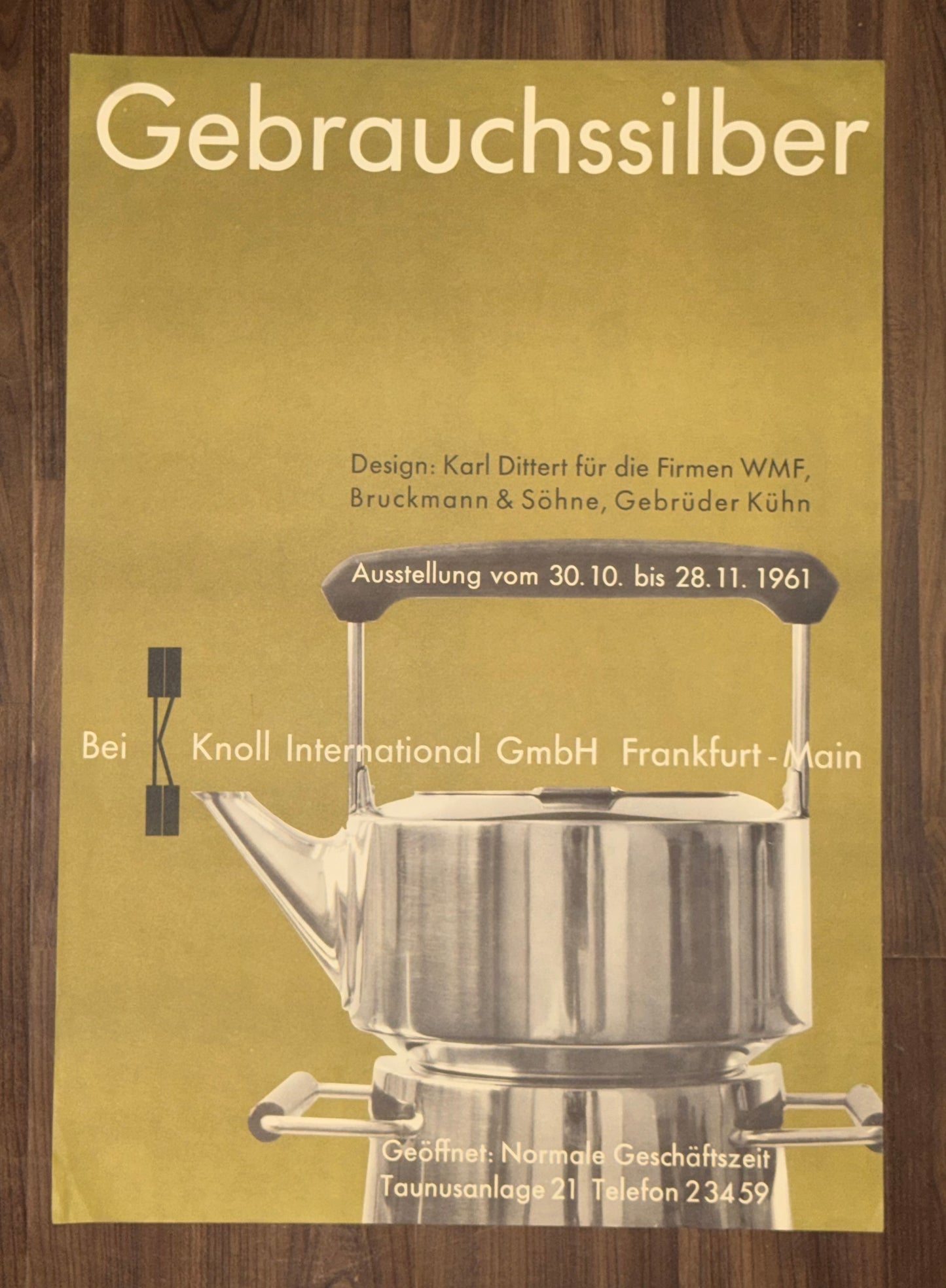 1961 Original Plakat Gebrauchssilber Ausstellung | WMF Bruckmann Gebrüder Kühn | Design Karl Dittert