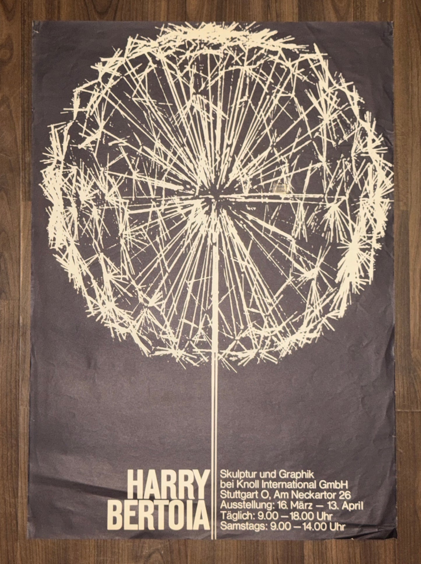 Original Harry Bertoia 1960er Ausstellungsplakat | Knoll International Stuttgart | Dandelion Skulptur | Vintage Mid-Century Design Taraxacum