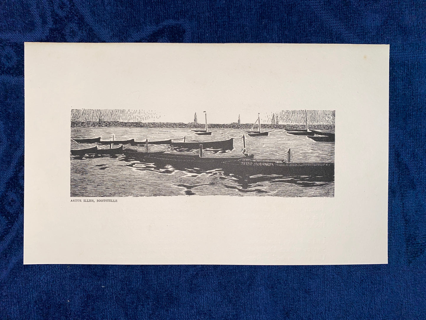 Jugendstildruck Artur Illies Bootstelle 1900 | Original Grafik Boote am Wasser