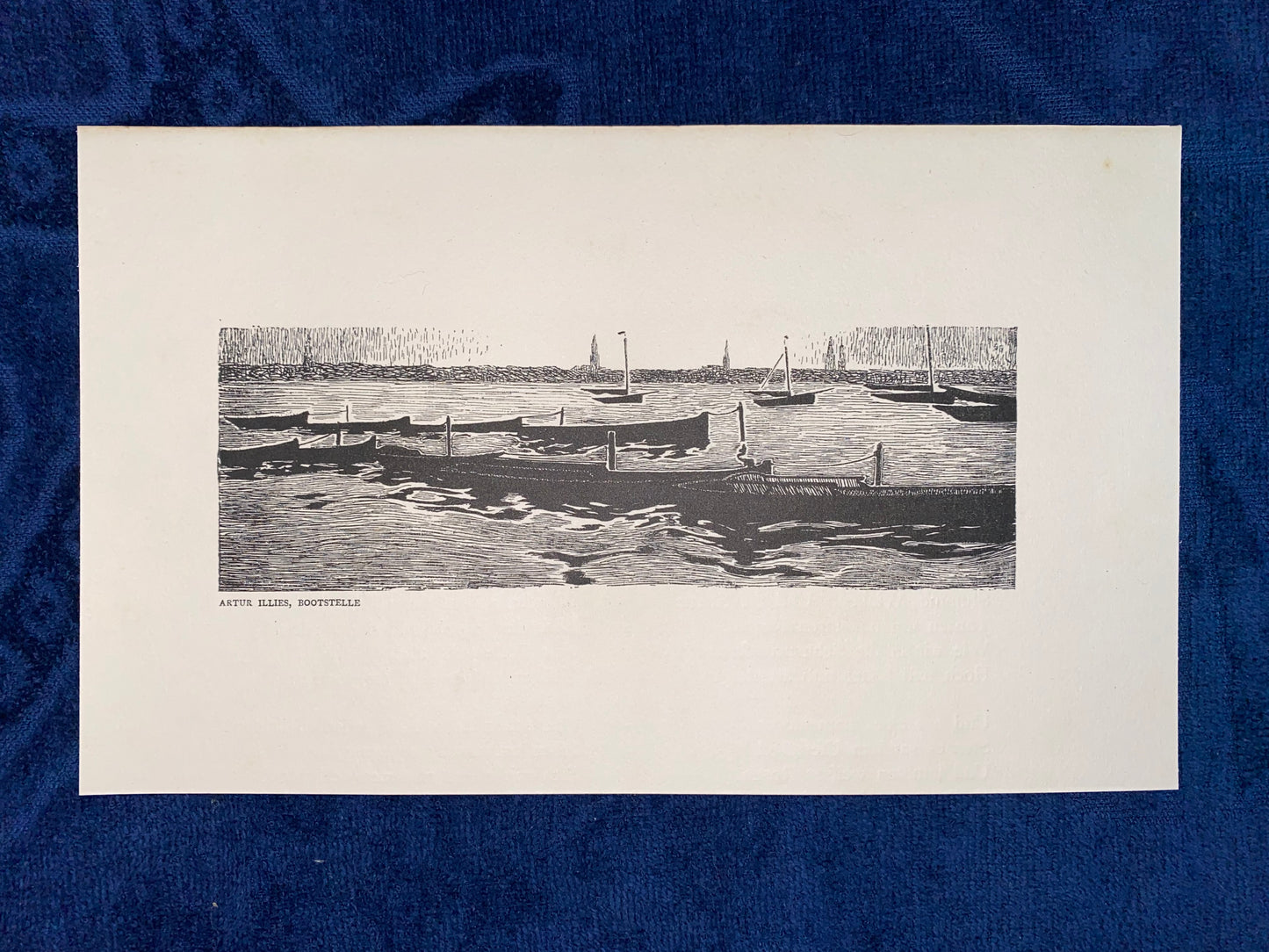 Jugendstildruck Artur Illies Bootstelle 1900 | Original Grafik Boote am Wasser