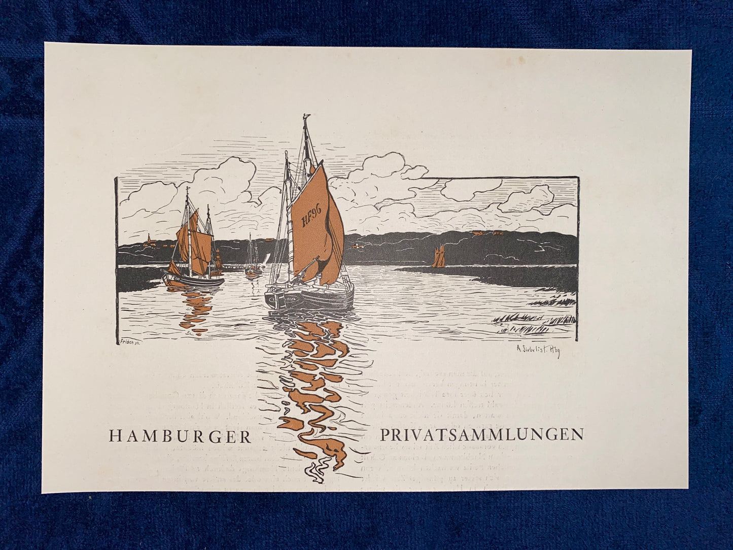 Jugendstil Segelboote Hamburger Privatsammlungen 1900 | Original Grafik Maritime Kunst