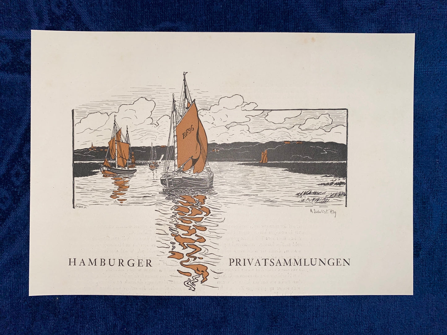 Jugendstil Segelboote Hamburger Privatsammlungen 1900 | Original Grafik Maritime Kunst
