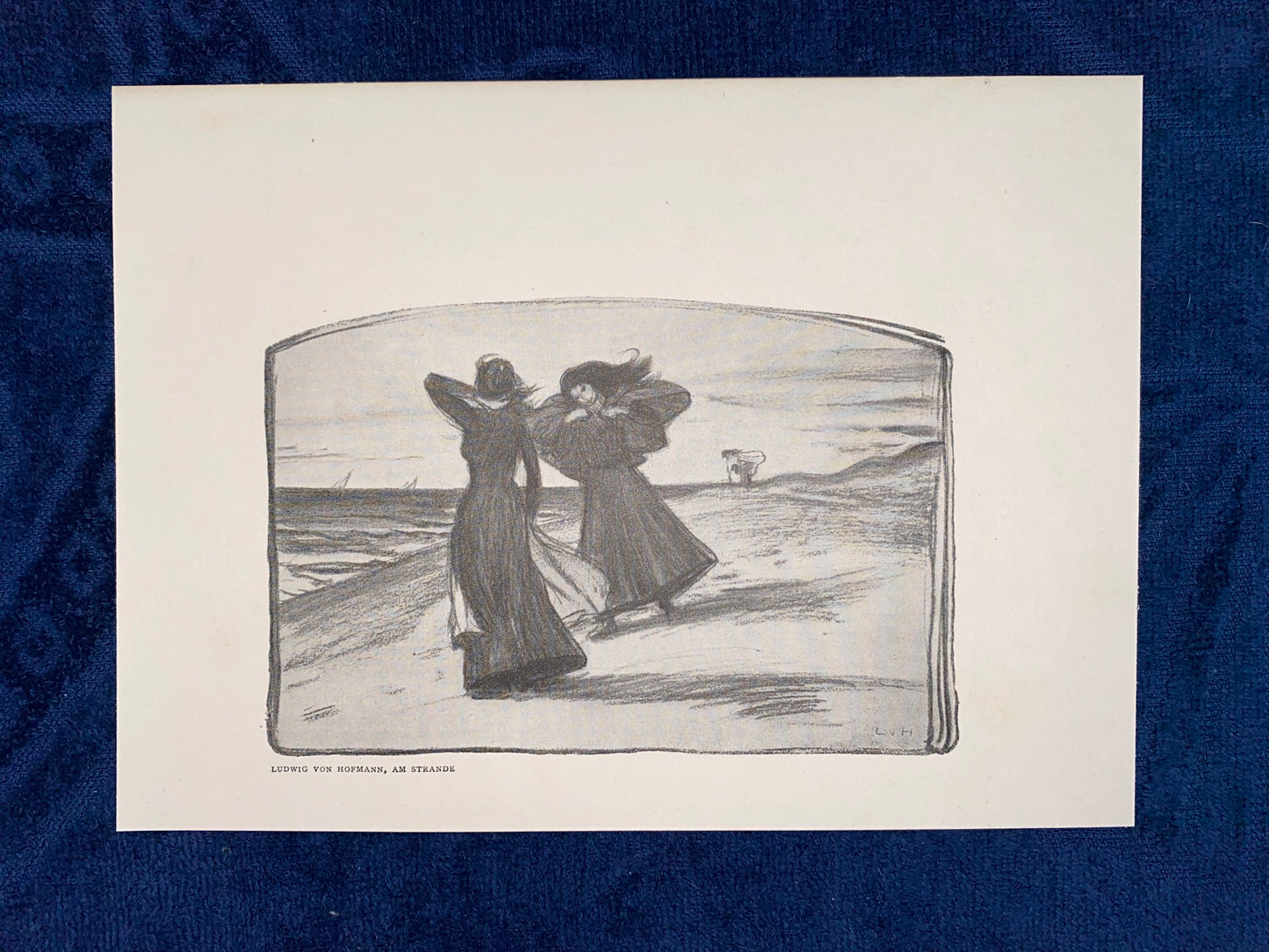Jugendstildruck Ludwig von Hofmann Am Strande 1900 | Original Grafik Frauen am Meer | Vintage