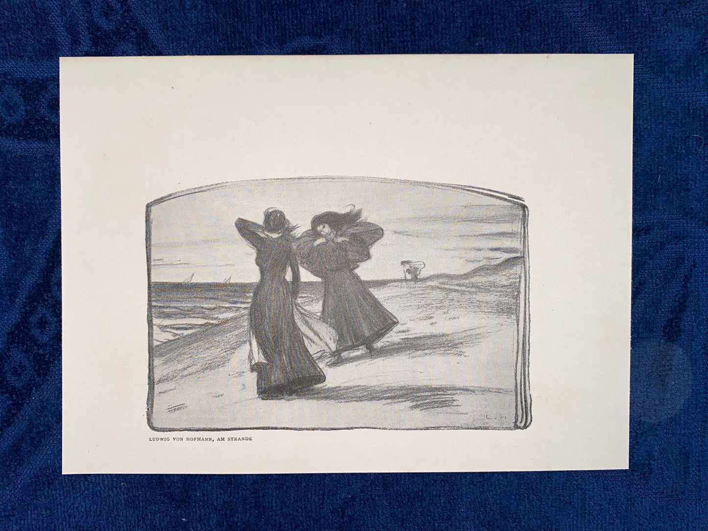 Jugendstildruck Ludwig von Hofmann Am Strande 1900 | Original Grafik Frauen am Meer | Vintage