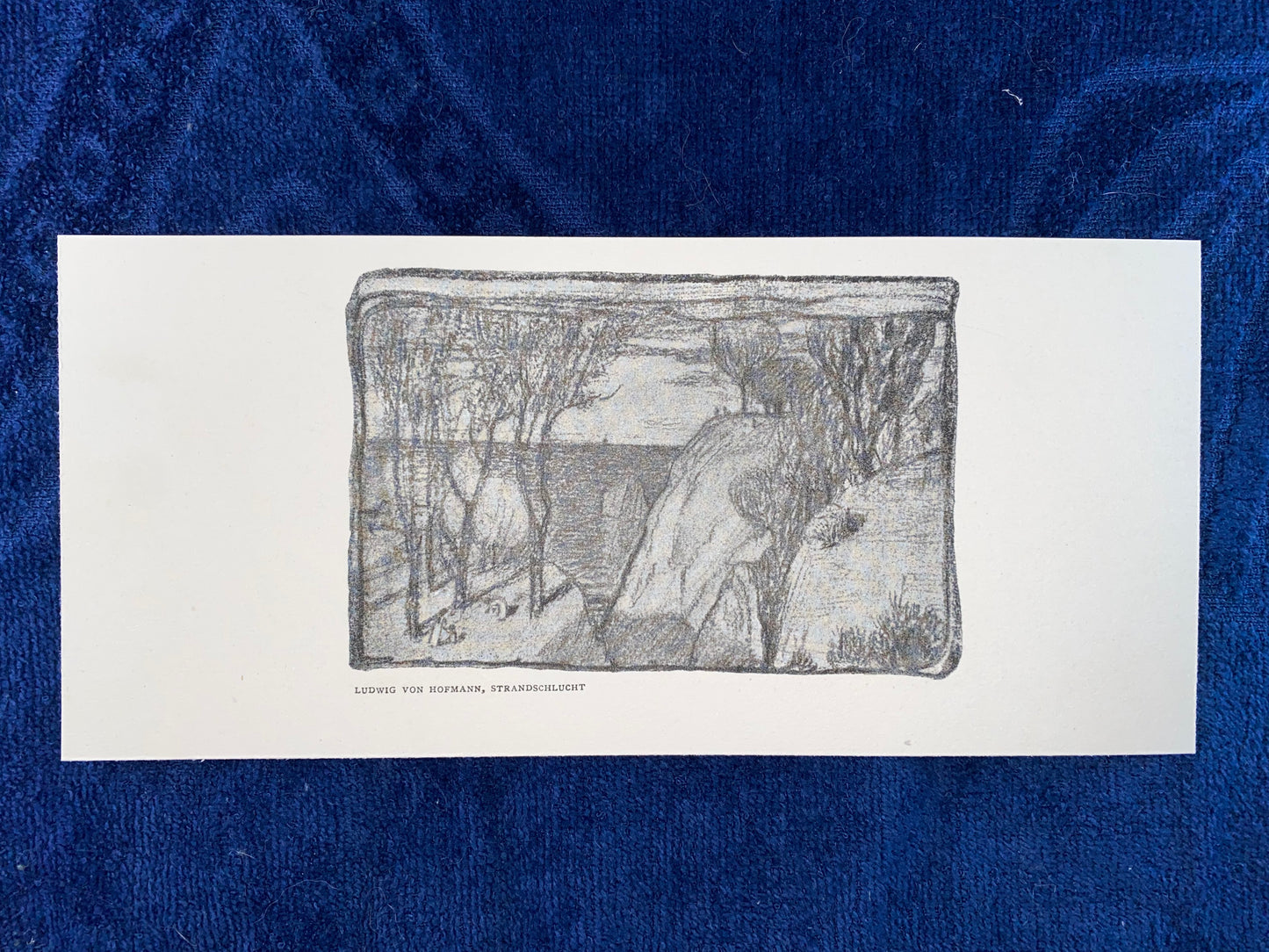Ludwig von Hofmann Strandschlucht um 1900 | Original Grafik Jugendstil Landschaft am Meer