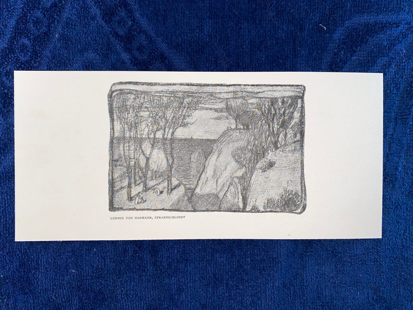 Ludwig von Hofmann Strandschlucht um 1900 | Original Grafik Jugendstil Landschaft am Meer