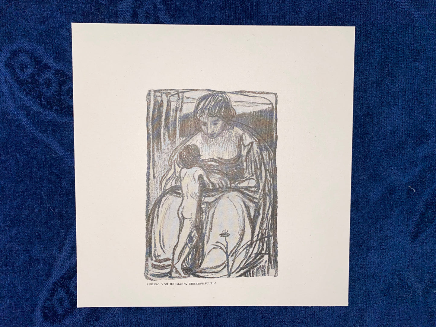 Jugendstildruck Ludwig von Hofmann Riesenfräulein 1900 | Original Grafik Mutter und Kind | Vintage Art