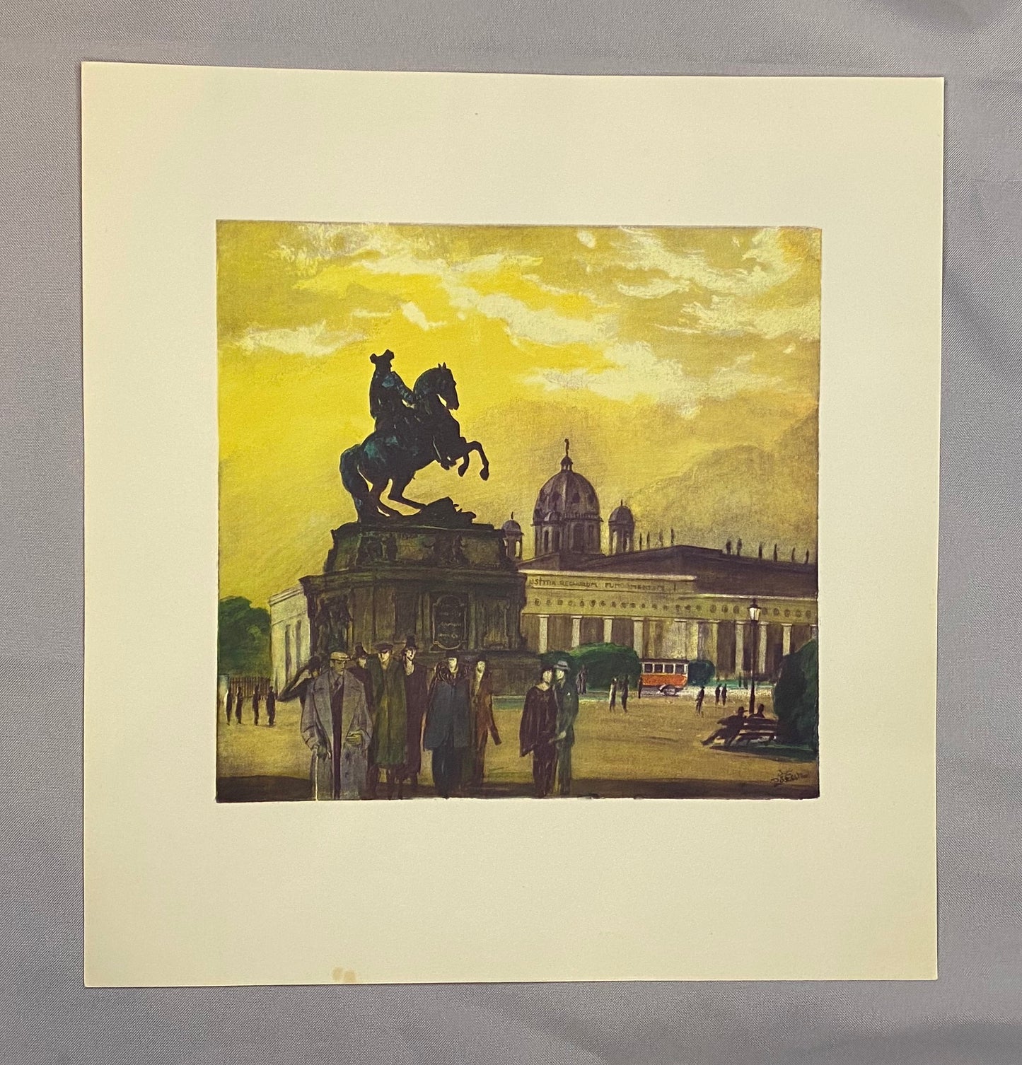 Wien Heldenplatz mit Prinz Eugen Denkmal 1930 Original Farblithografie | Igo Pötsch Stadtansicht