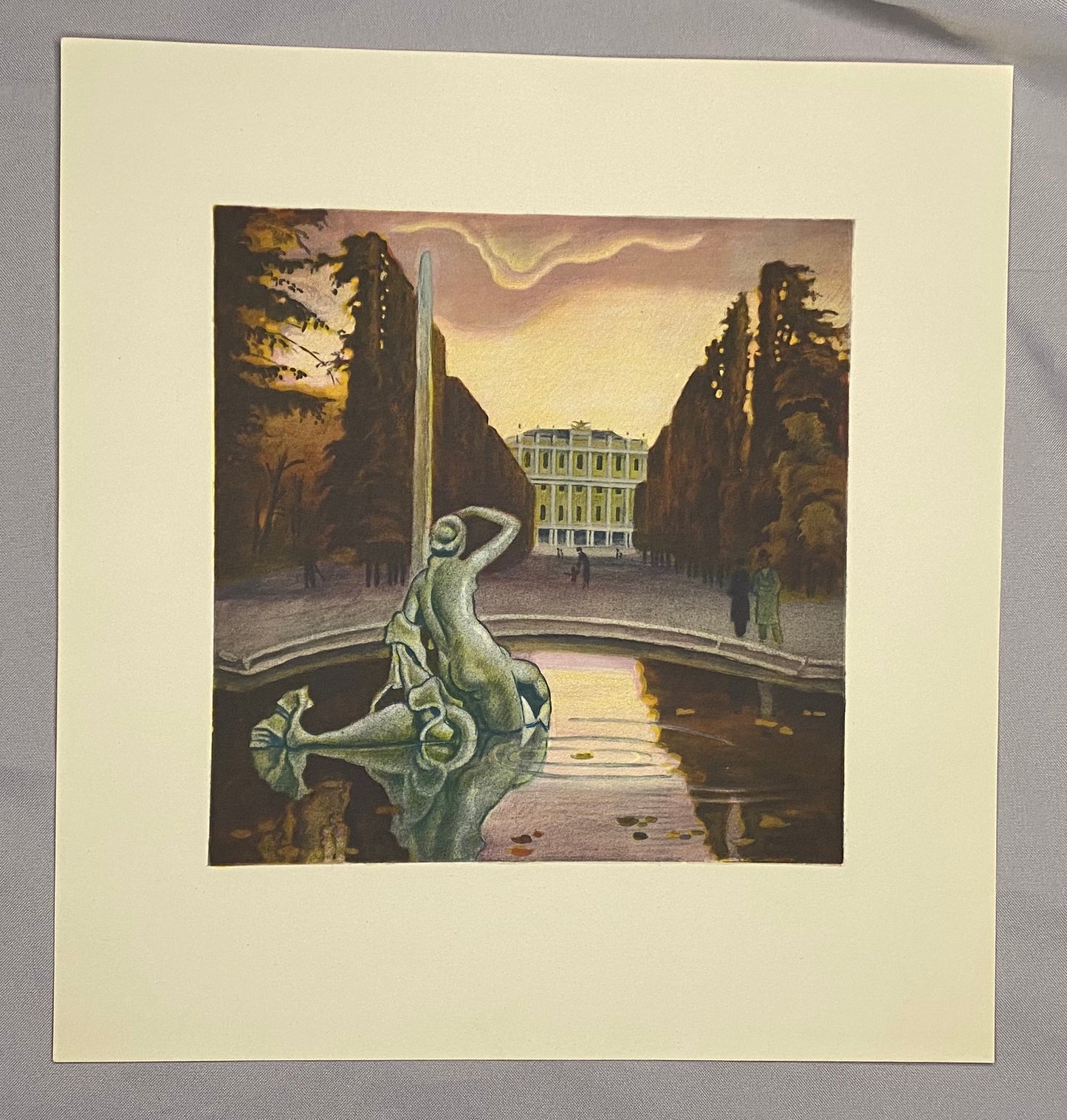 Wien Schönbrunn Parkansicht mit Schloss Garten 1930 | Original Farblithografie Franz Wacik