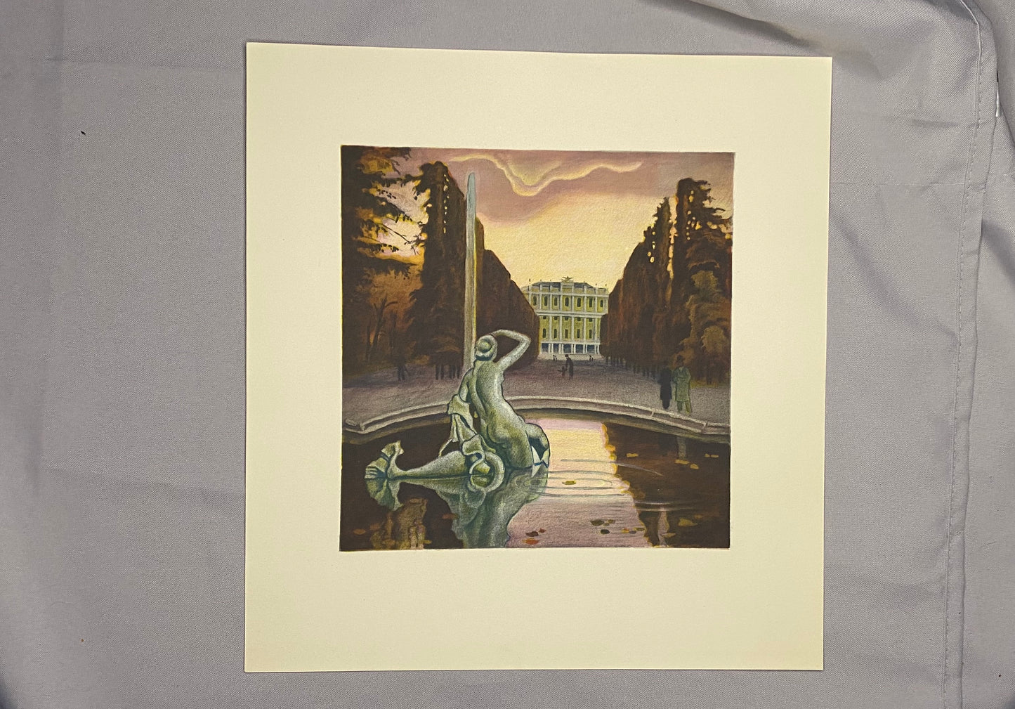 Wien Schönbrunn Parkansicht mit Schloss Garten 1930 | Original Farblithografie Franz Wacik