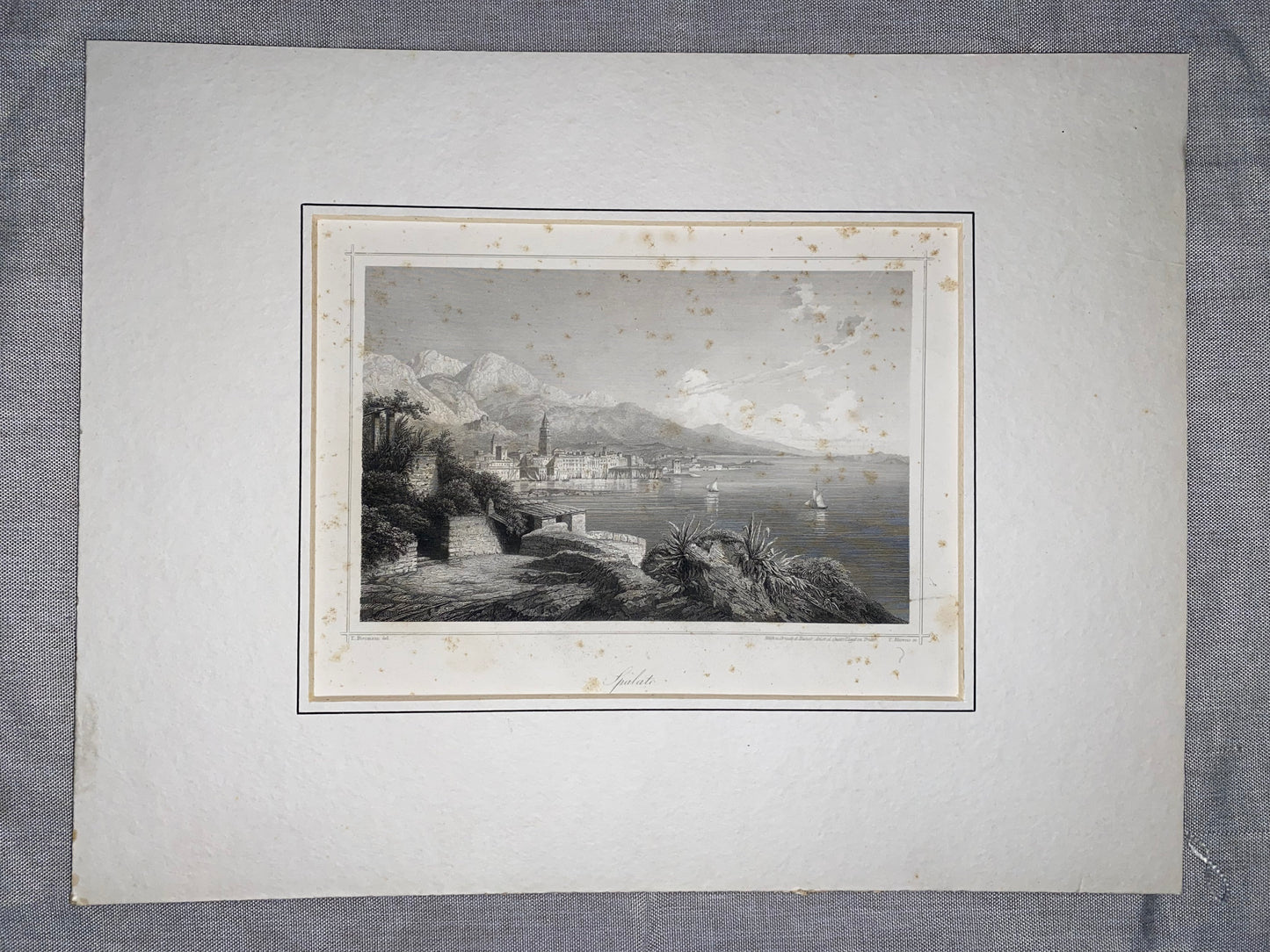 Spalato Split Dalmatien 1850 Original Stahlstich | Stadtansicht Kroatien Adria