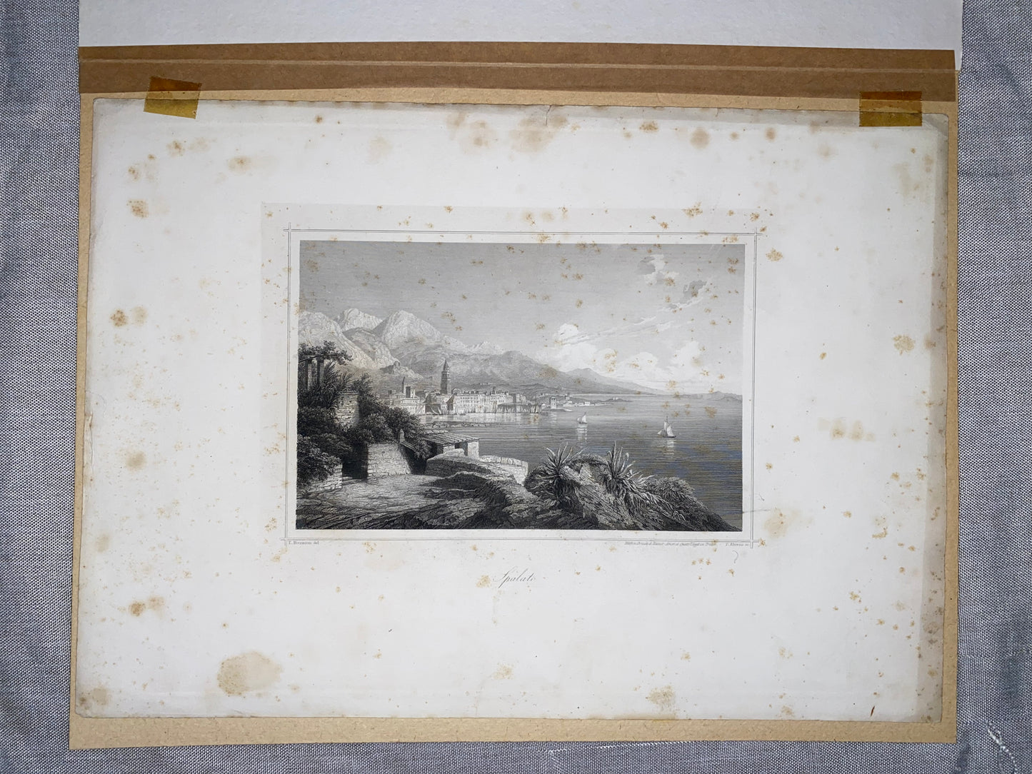Spalato Split Dalmatien 1850 Original Stahlstich | Stadtansicht Kroatien Adria