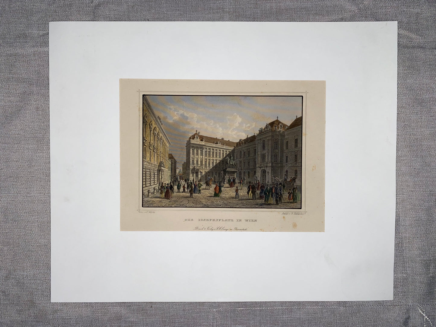 Original Stahlstich Wien 1850 | Josephsplatz Hofburg | Historische Stadtansicht