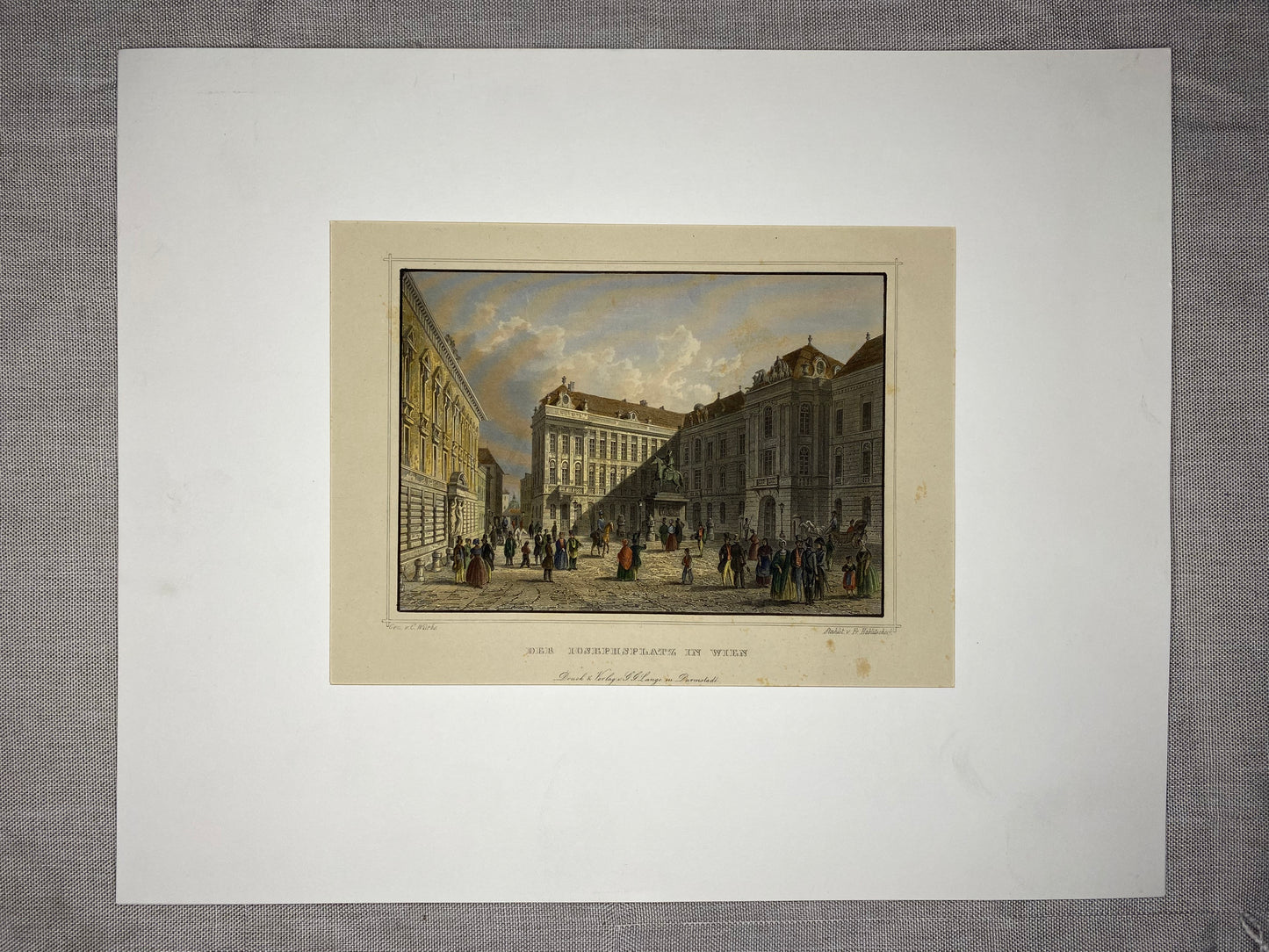 Original Stahlstich Wien 1850 | Josephsplatz Hofburg | Historische Stadtansicht