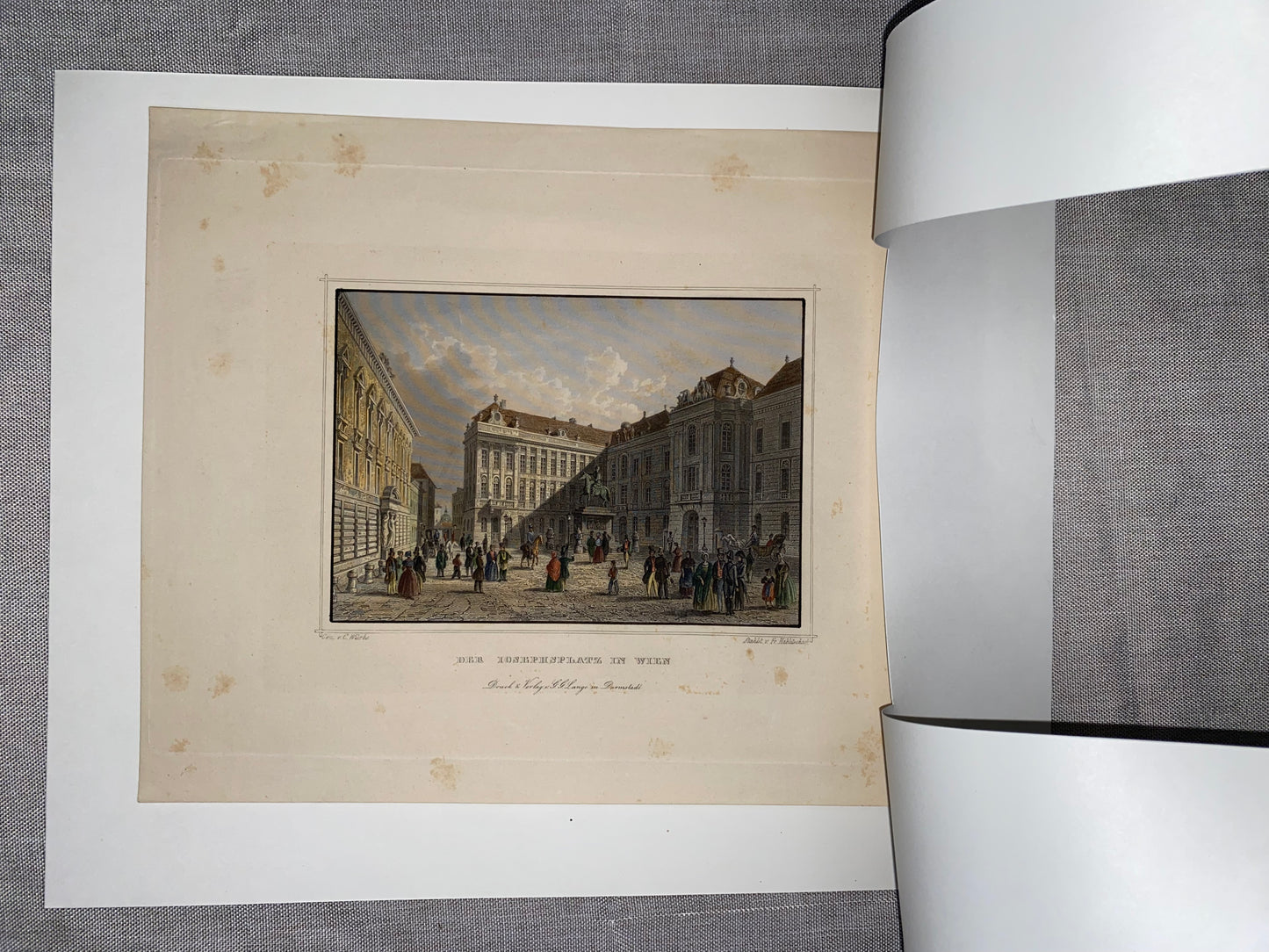 Original Stahlstich Wien 1850 | Josephsplatz Hofburg | Historische Stadtansicht