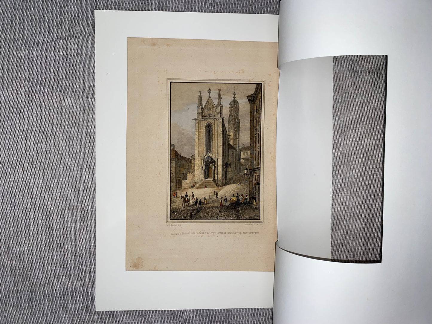 1850 Kirche Maria am Gestade Salvatorgasse | kolorierter Stahlstich Wien | Redemptoristen