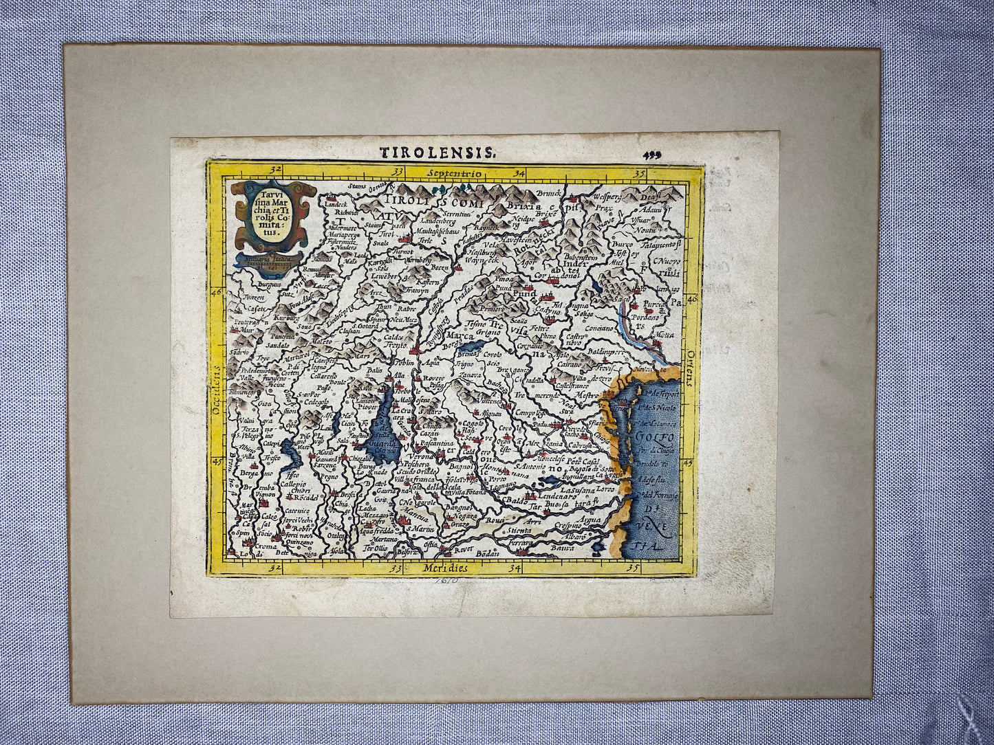 1610 Original Kupferstichkarte Tirolensis | Tirol Landkarte Südtirol Italien | Kartografie Alpen