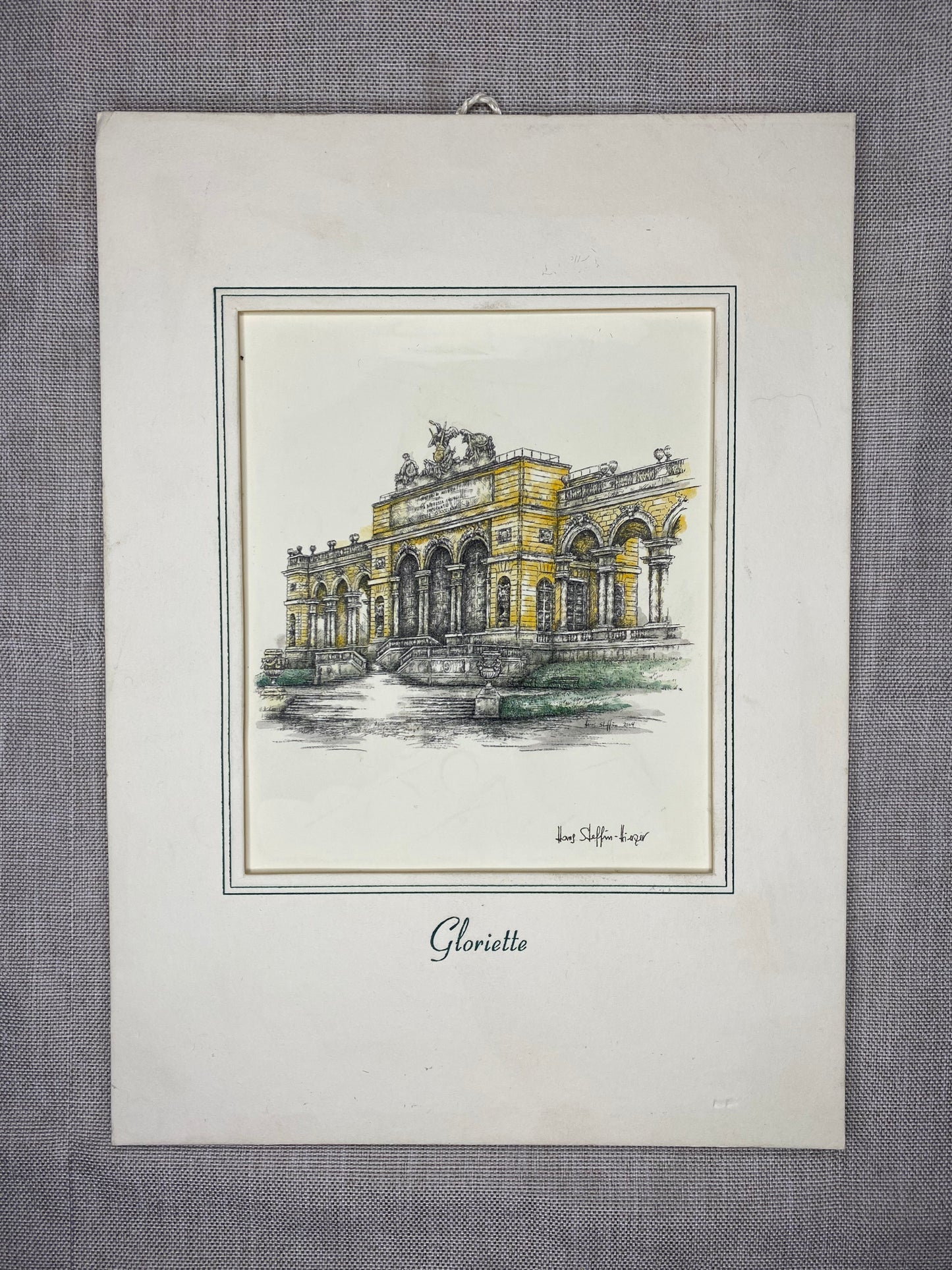 Gloriette Wien 1950 | Lithografie mit Passepartout Schloss Schönbrunn