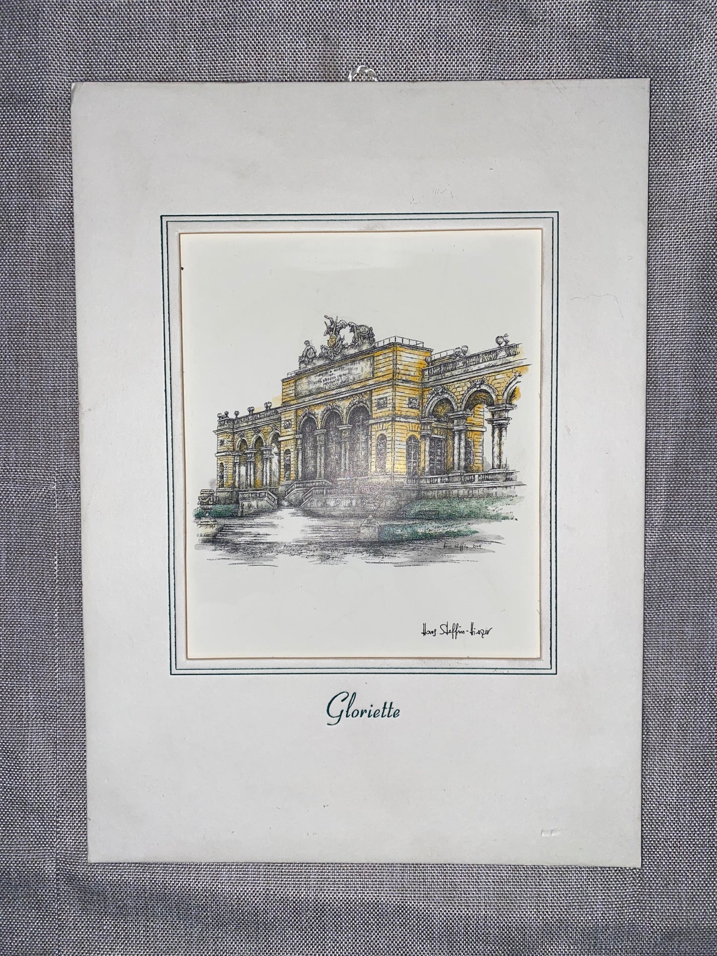 Gloriette Wien 1950 | Lithografie mit Passepartout Schloss Schönbrunn