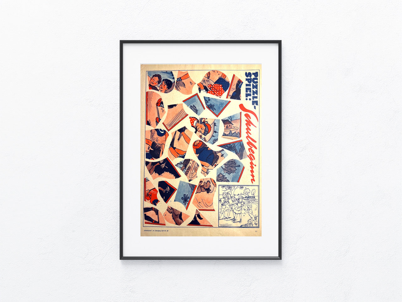 Puzzle-Spiel Schulbeginn 1950er