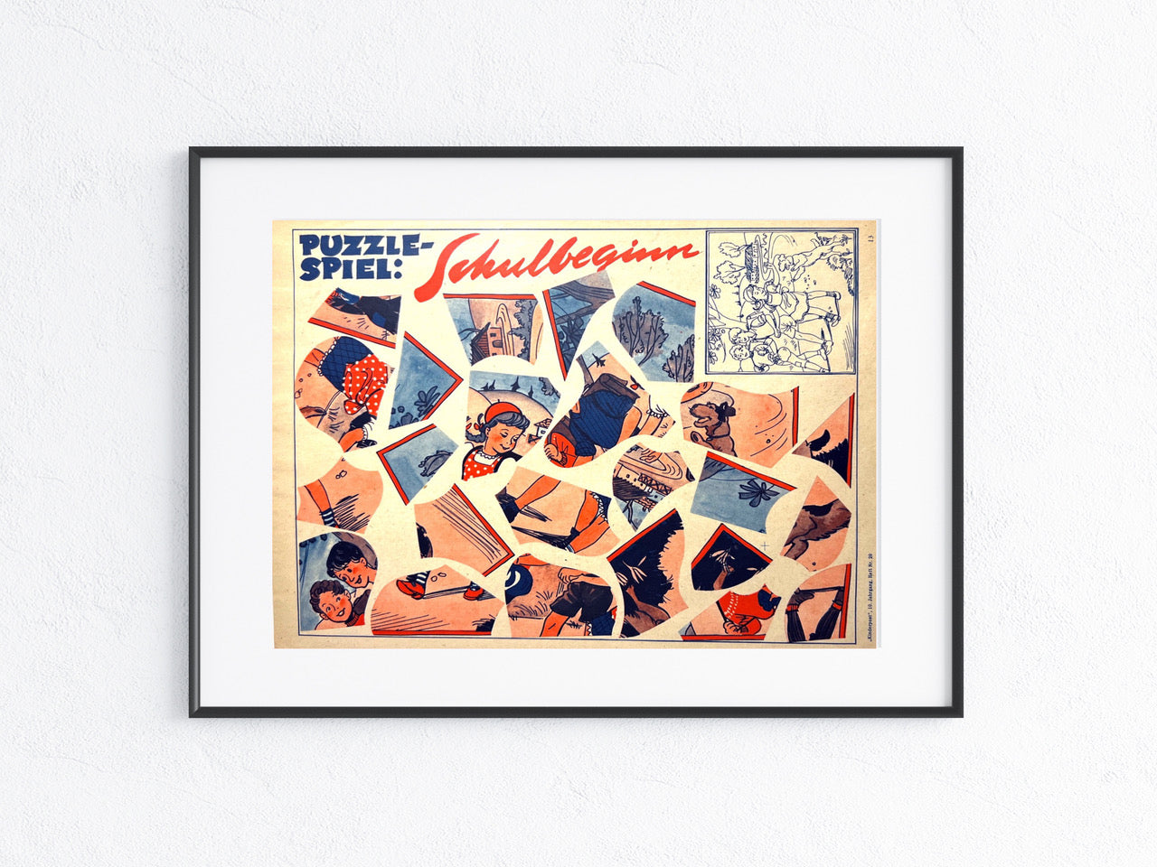 Puzzle-Spiel Schulbeginn 1950er
