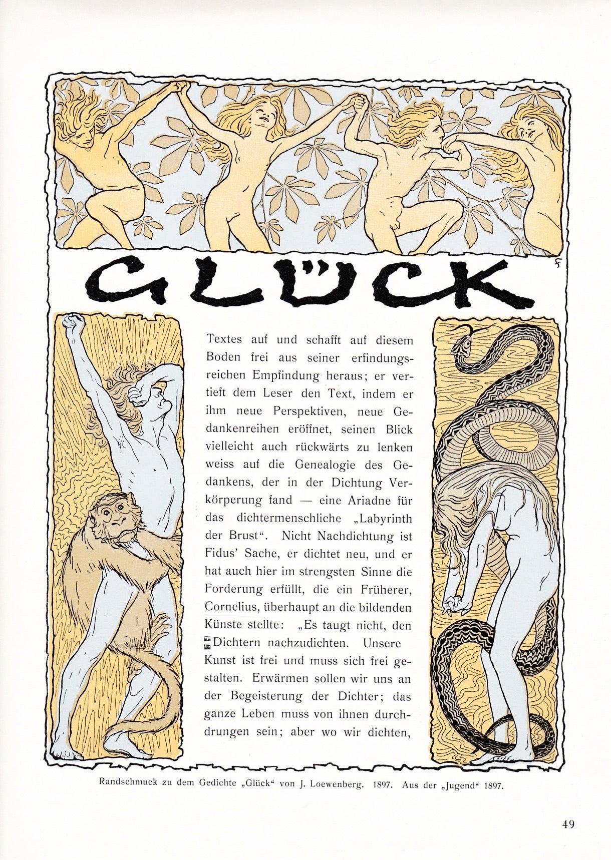 Glück im Jugendstil - Original Print