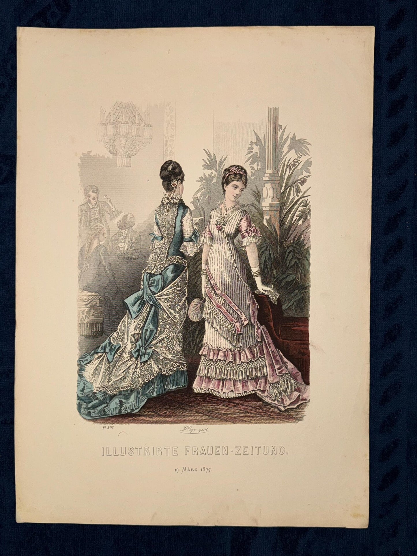 Original Mode Lithografie 1877 Damenmode Illustration