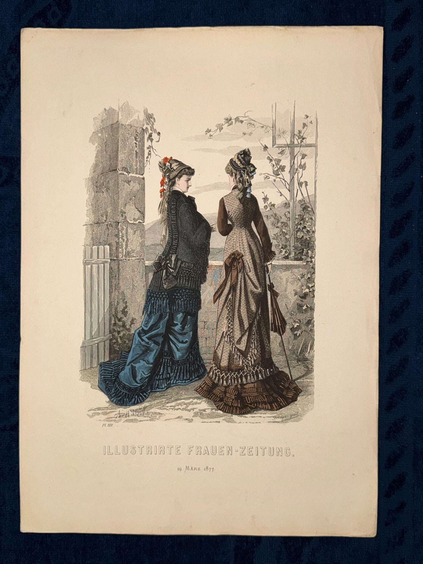 Original Mode Lithografie 1877 Frauen-Zeitung