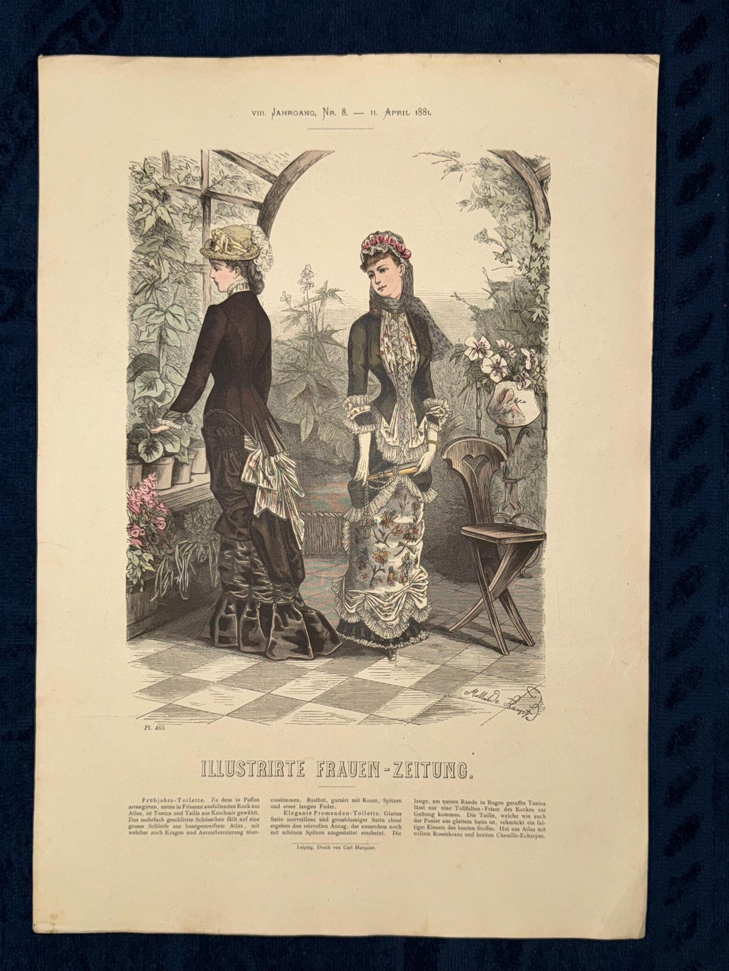 Original Mode Lithografie 1881 Frauenmode Design
