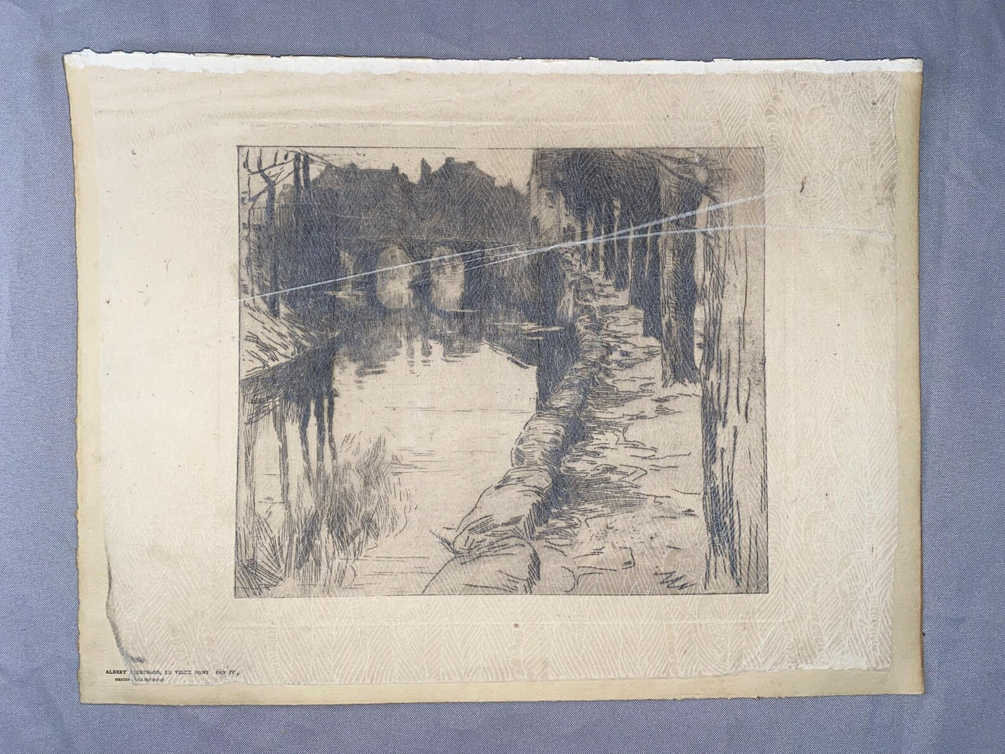 Original Druck Albert Baertsoen Le Vieux Pont 1900 | Historische Radierung Belgien