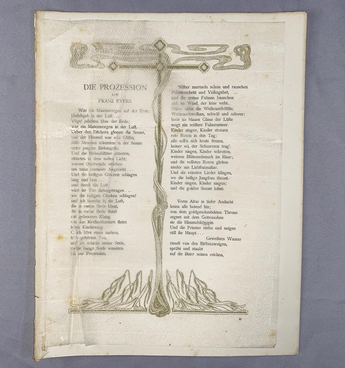 Franz Evers Die Prozession 1900 Original Jugendstil Druck | Art Nouveau Poesie