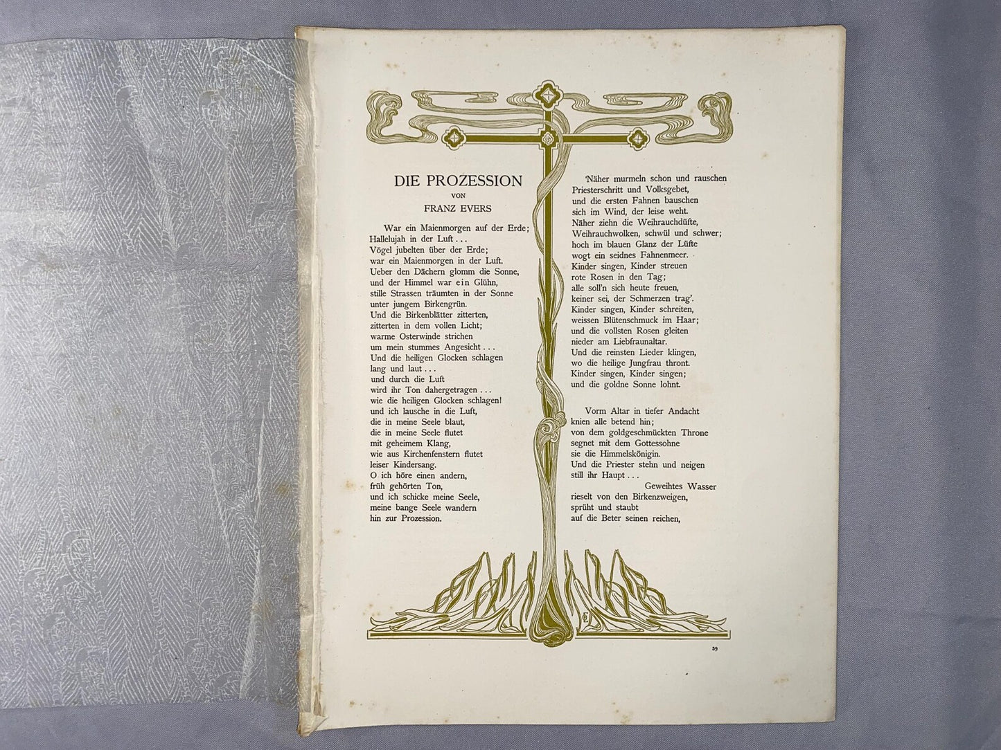Franz Evers Die Prozession 1900 Original Jugendstil Druck | Art Nouveau Poesie