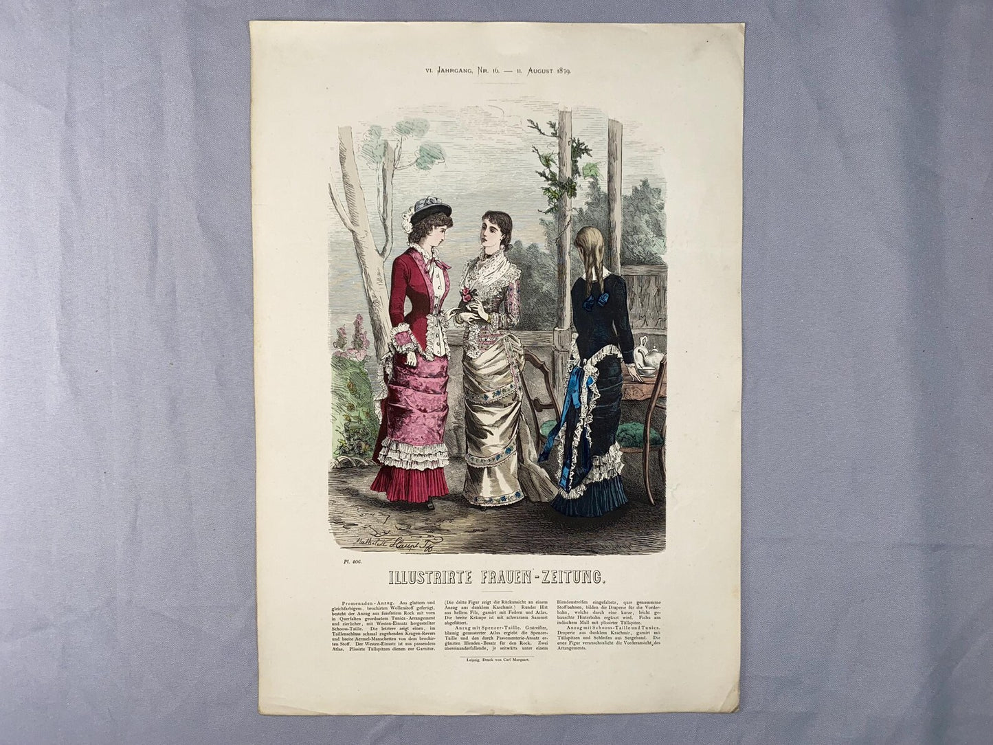 Original Modekupfer Damenkleider 1879 | Modegrafik Gründerzeit Damenmode Fashion