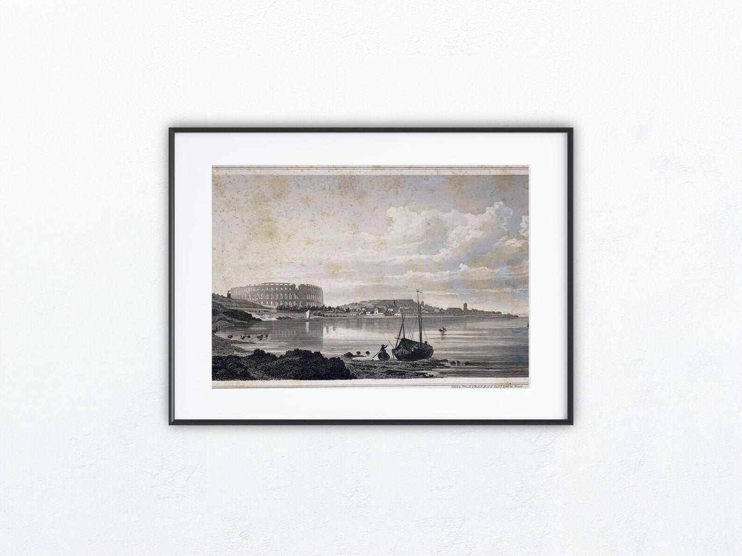 Stahlstich Pula Istrien 1850 | Kroatien Colosseum Arena | Pola Istrien Mittelmeer Adria