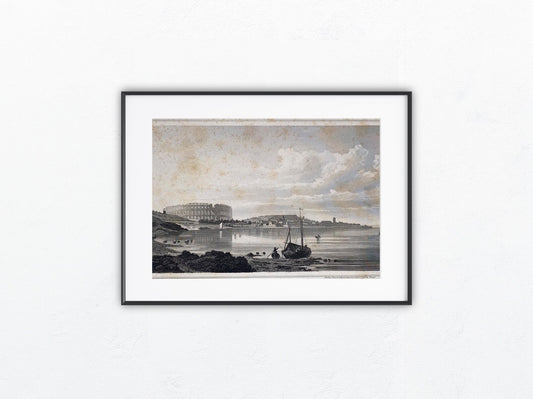 Stahlstich Pula Istrien 1850 | Kroatien Colosseum Arena | Pola Istrien Mittelmeer Adria