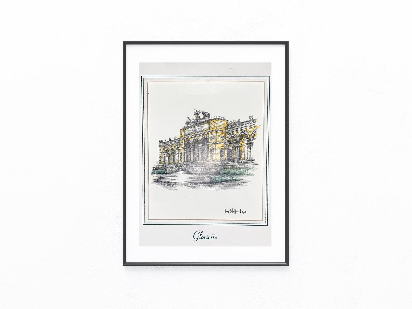 Gloriette Wien 1950 | Lithografie mit Passepartout Schloss Schönbrunn