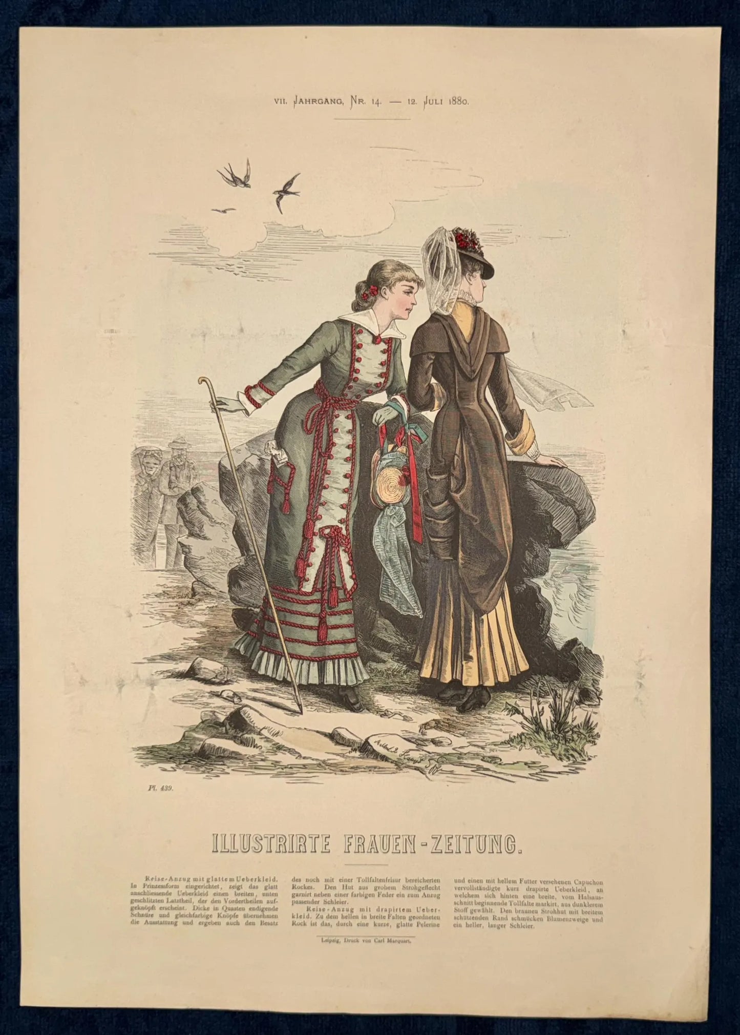 Modegrafik Original 1880 Frauen-Zeitung Lithografie