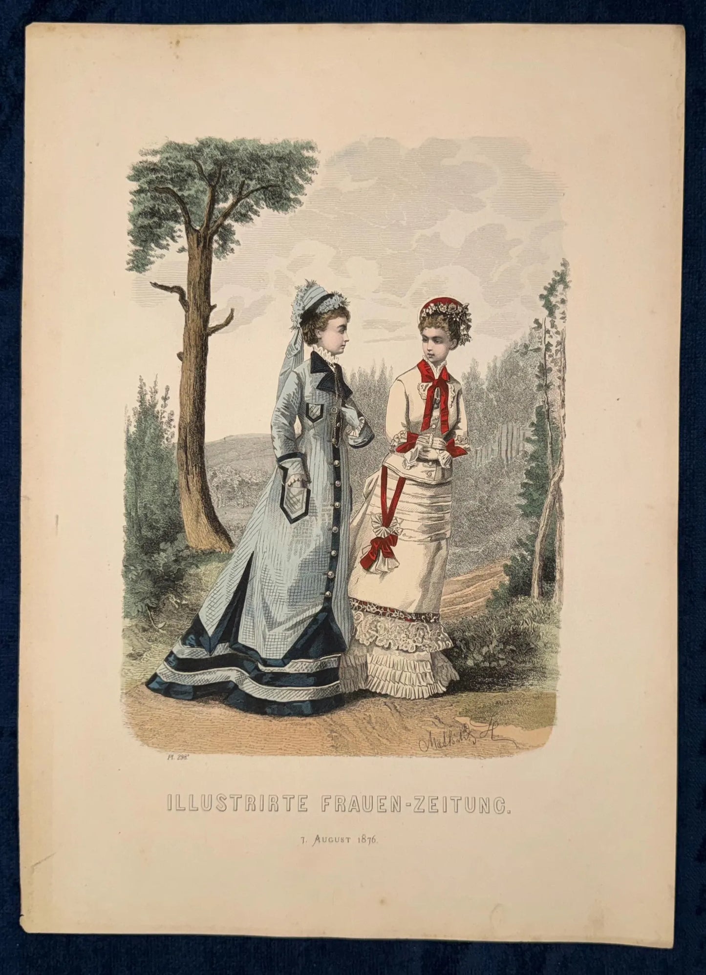 Original Modegrafik 1876 Lithografie Sommermode