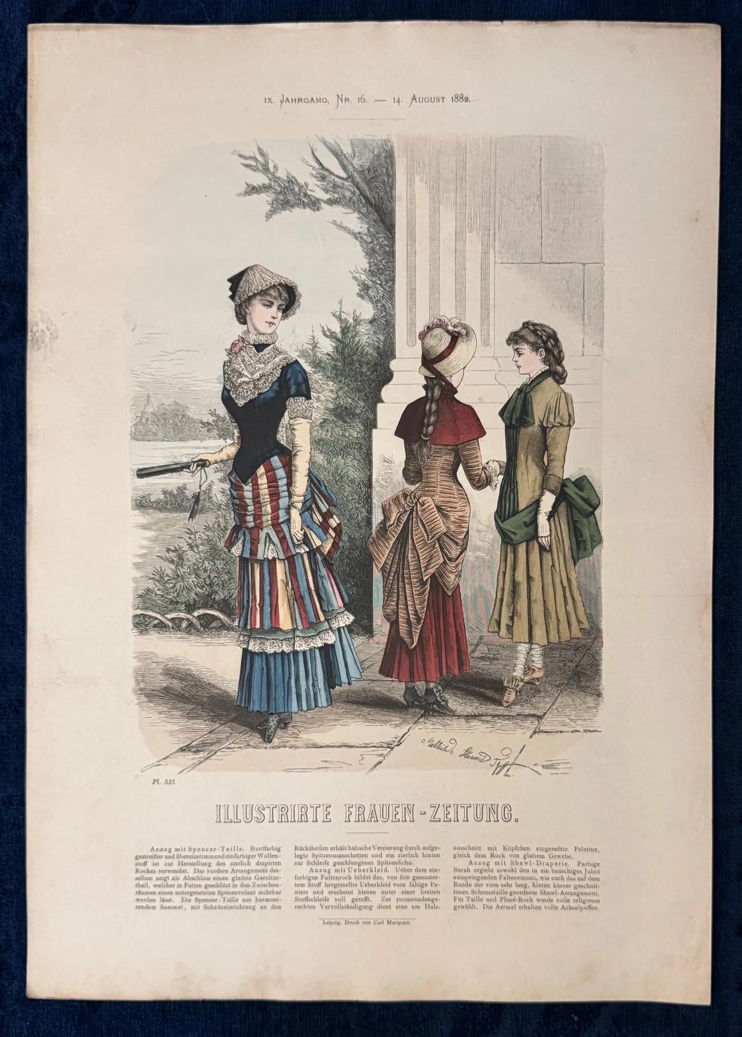 Original Mädchenmode Tafel 1882 | Vintage Modegrafik