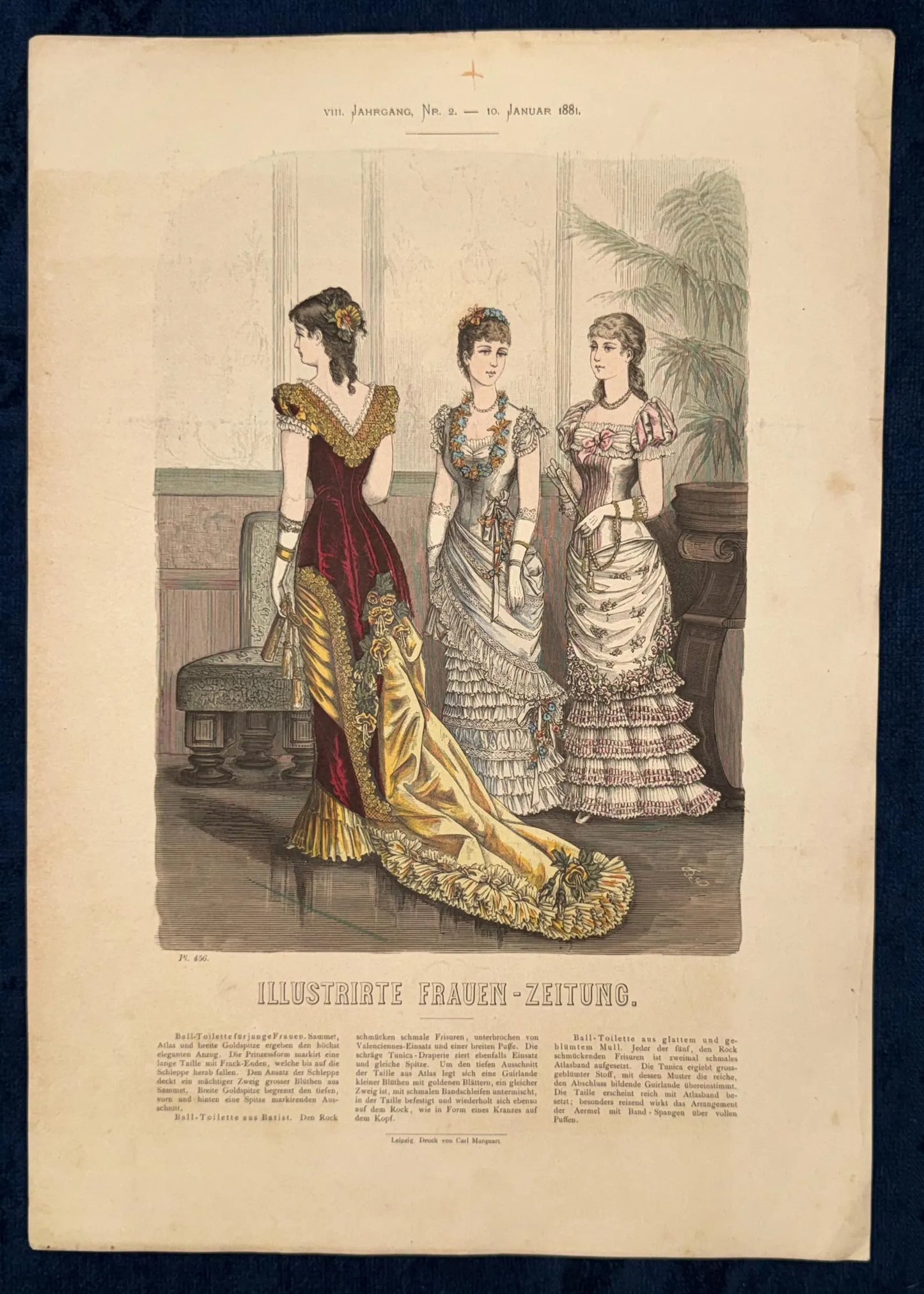 Original Ballkleider Mode 1881 Modeblatt Abendroben