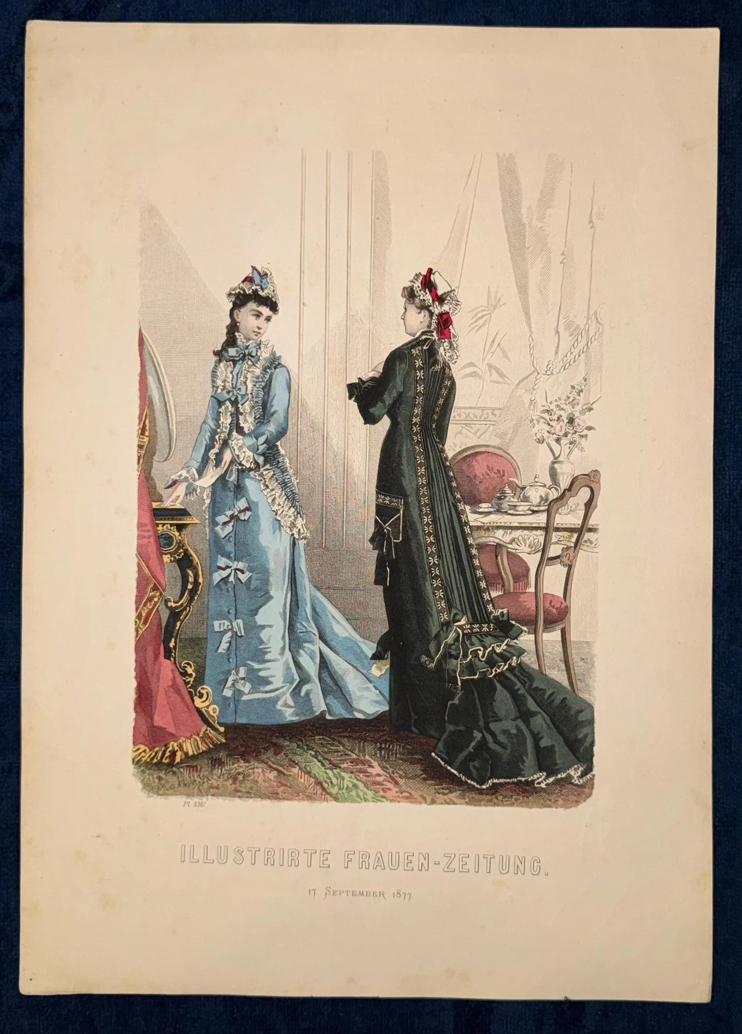 Original Modegrafik 1877 Antike Lithografie Damenmode