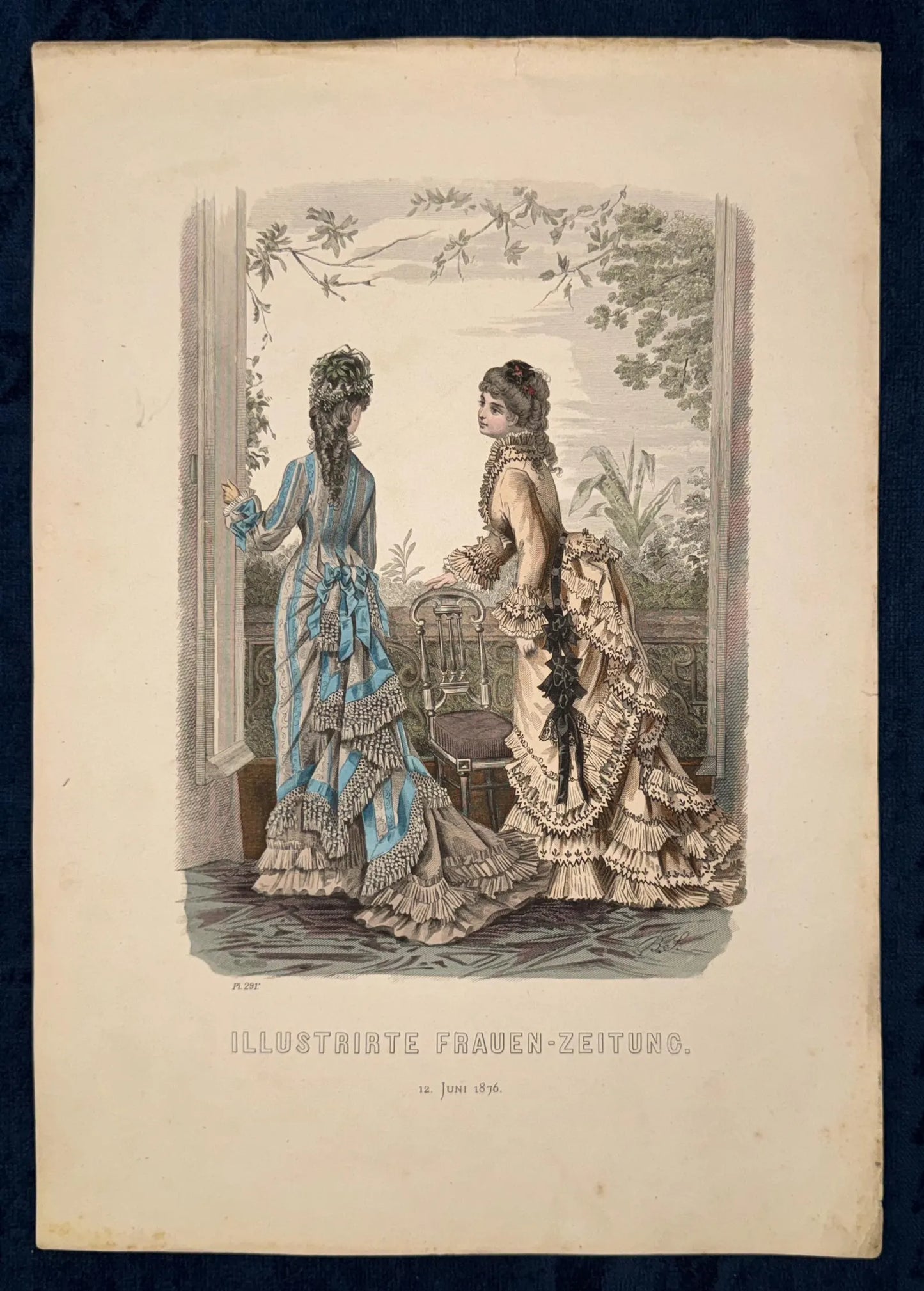 Original Modegrafik 1876 Lithografie mit Damenmode