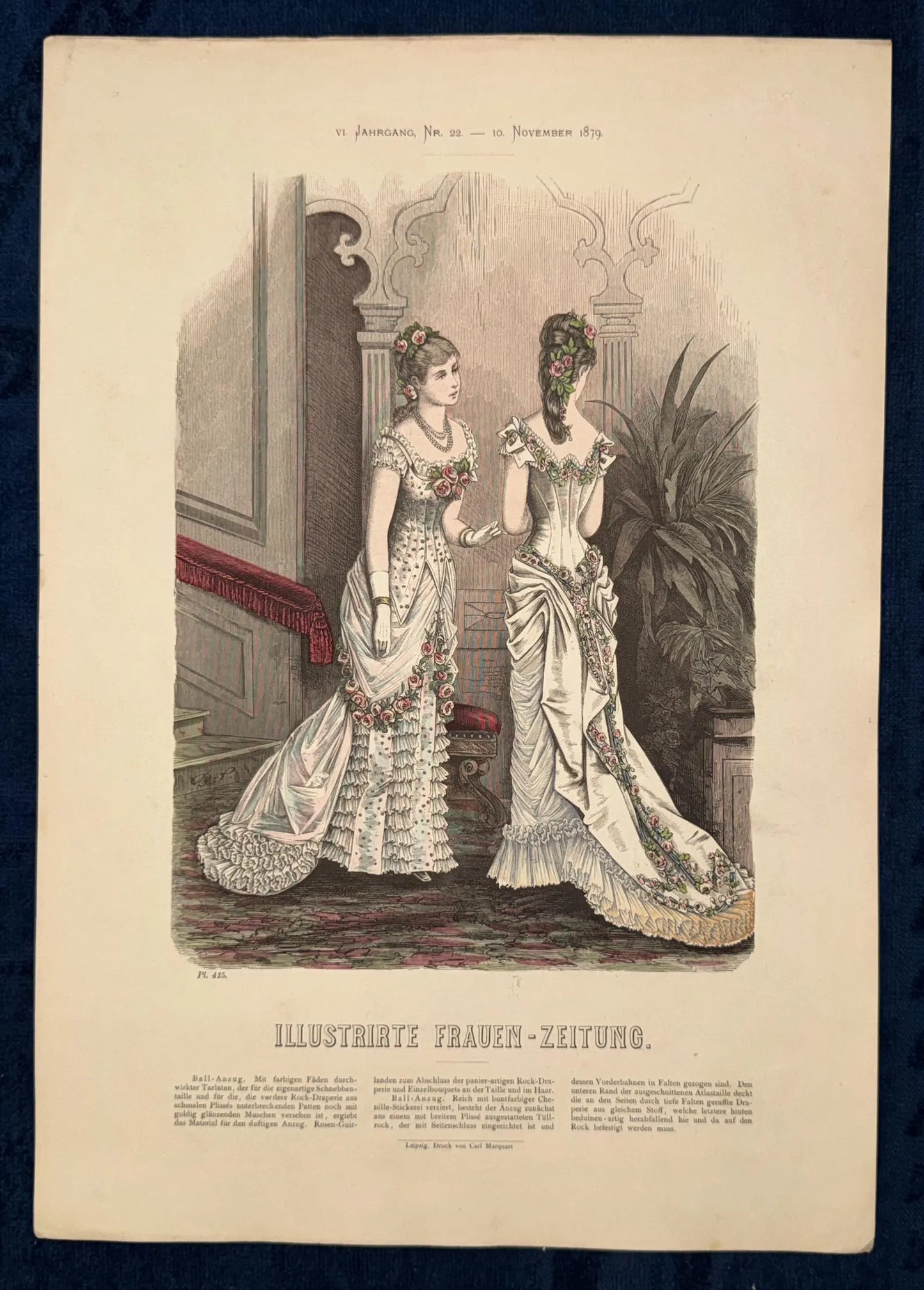 1879 Ballkleider Original Damenmode Lithografie | Vintage Ästhetik