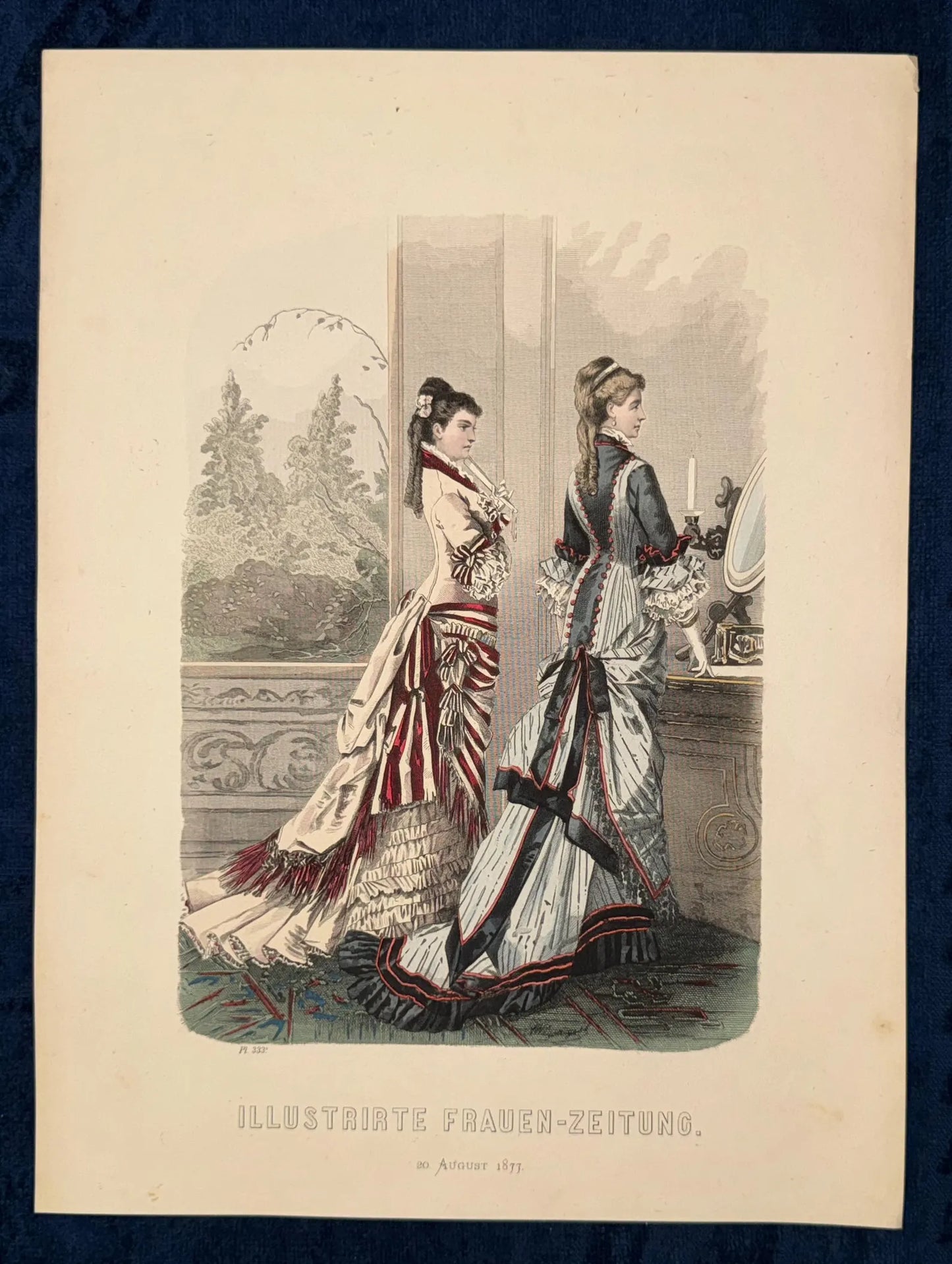 1877 Original Mode Damenmode Lithografie | Vintage Kleidermode
