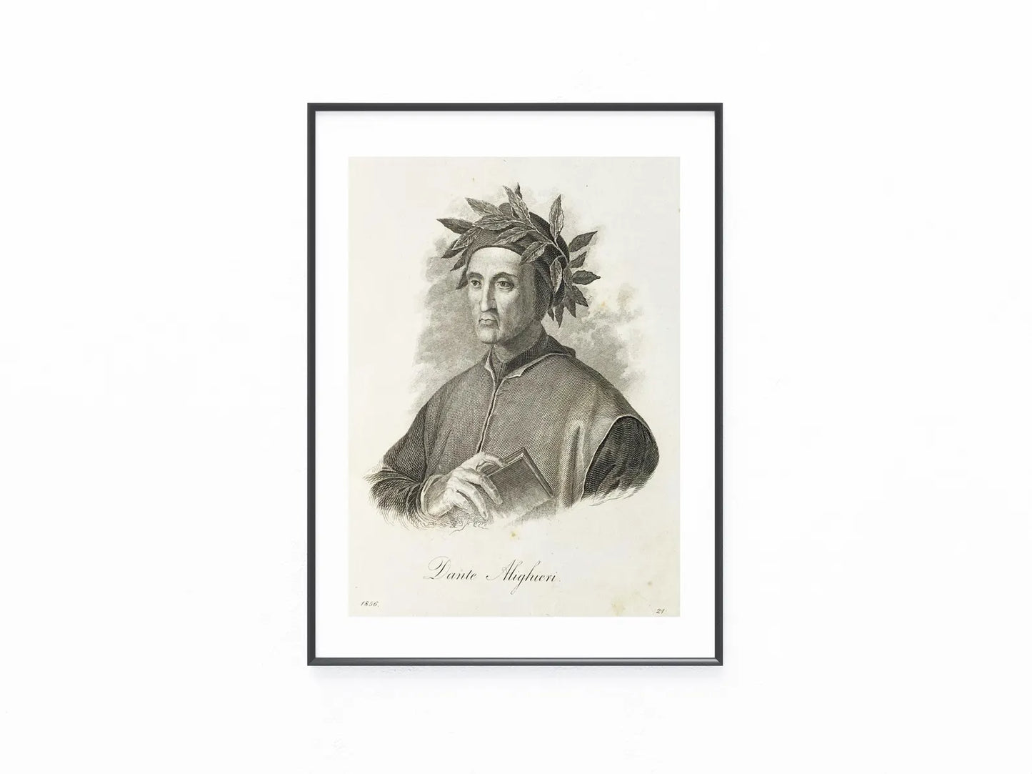 1856 Dante Alighieri Original Stahlstich | Dichterporträt Inferno Hölle Göttliche Komödie