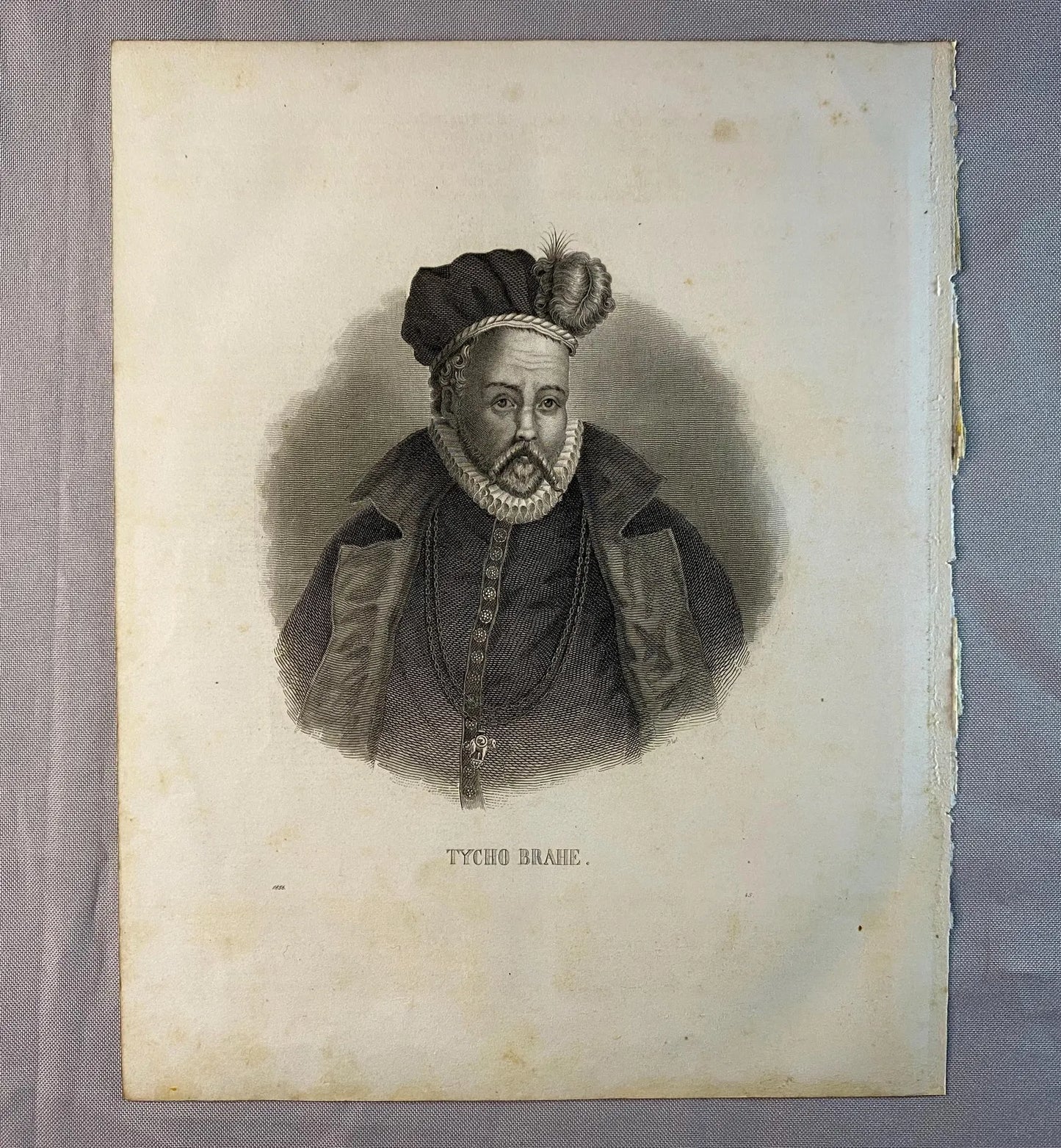 1856 Tycho Brahe Original Stahlstich | Astronomie Porträt Wissenschaft Universum
