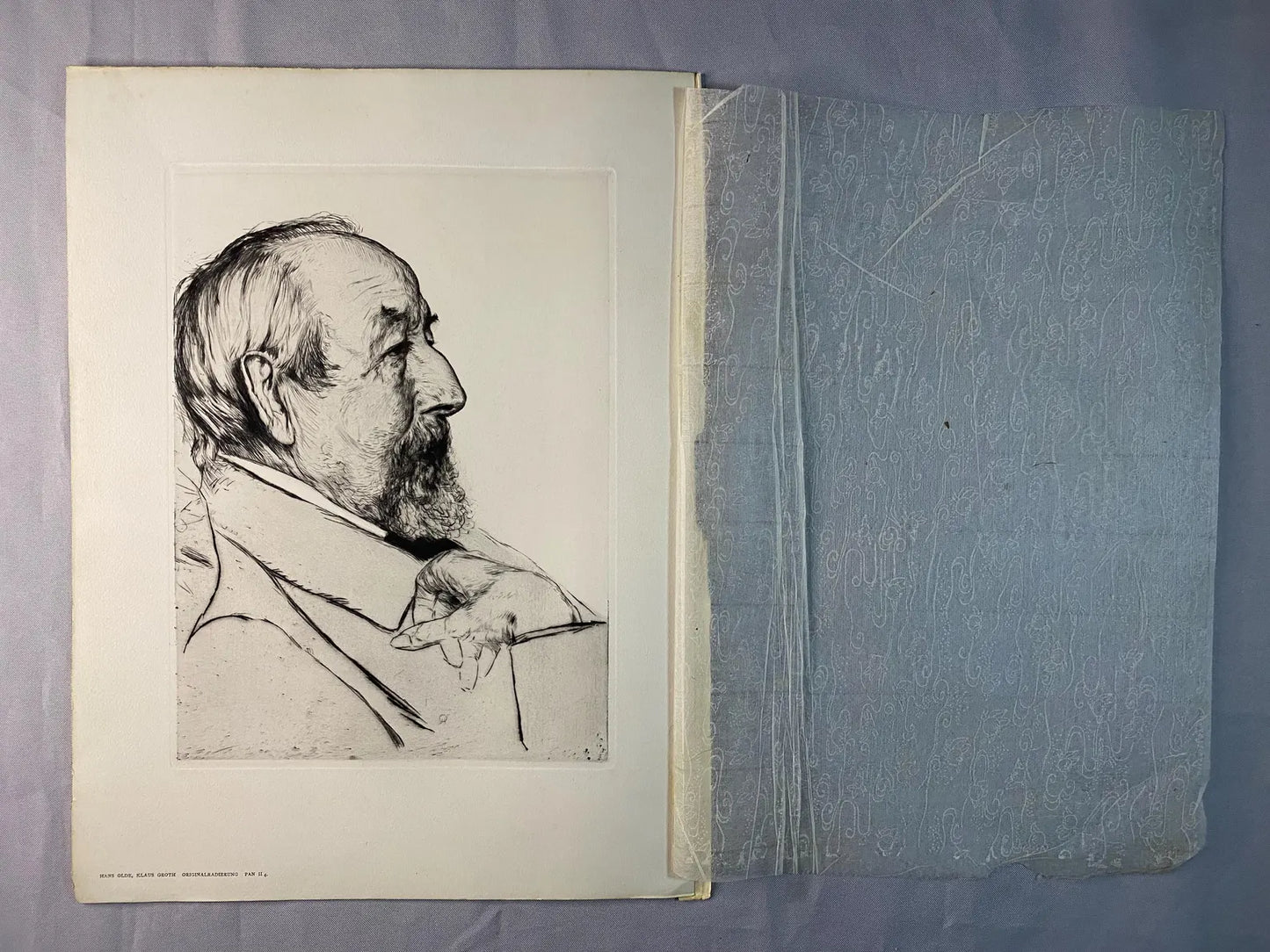 1895 Original Radierung Hans Olde Klaus Groth | Porträt des Dichters PAN