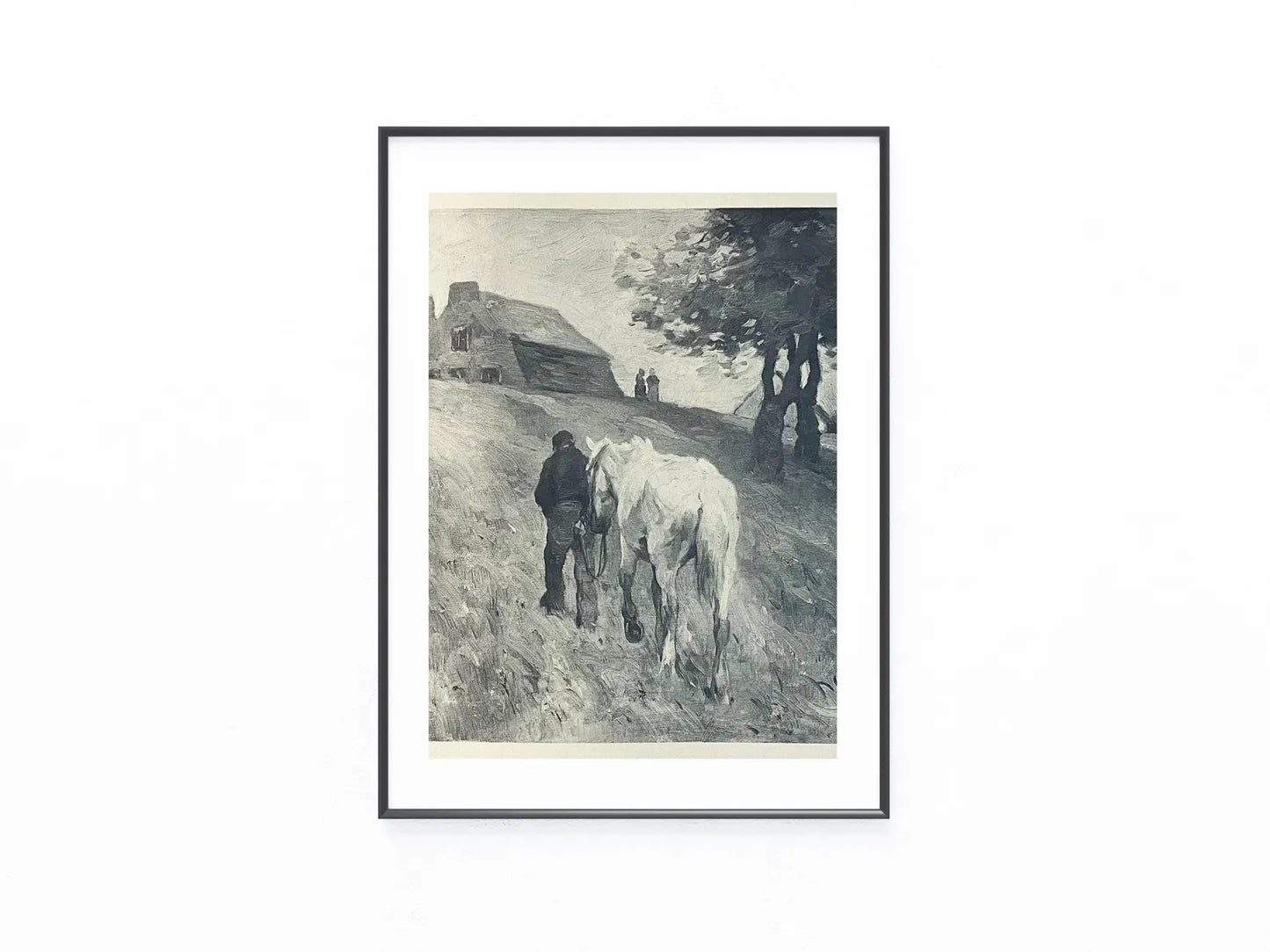 Original Druck Thomas Herbst 1900 | Bauer mit Pferd auf dem Feldweg